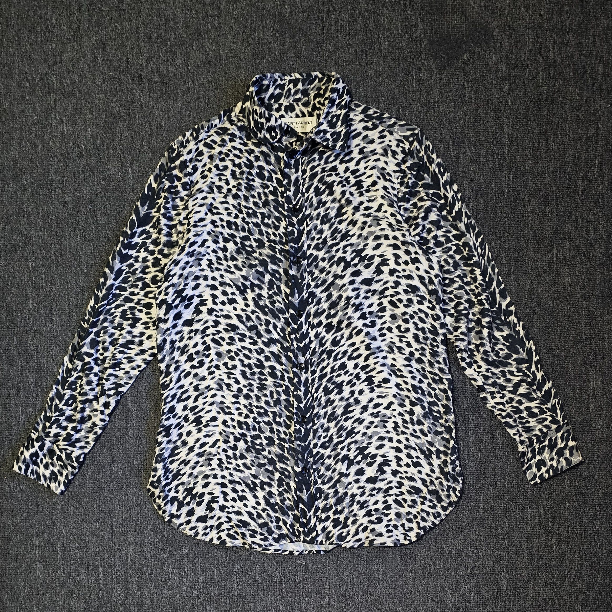 Saint Laurent Women's Black White Leopard Shirt Size 40