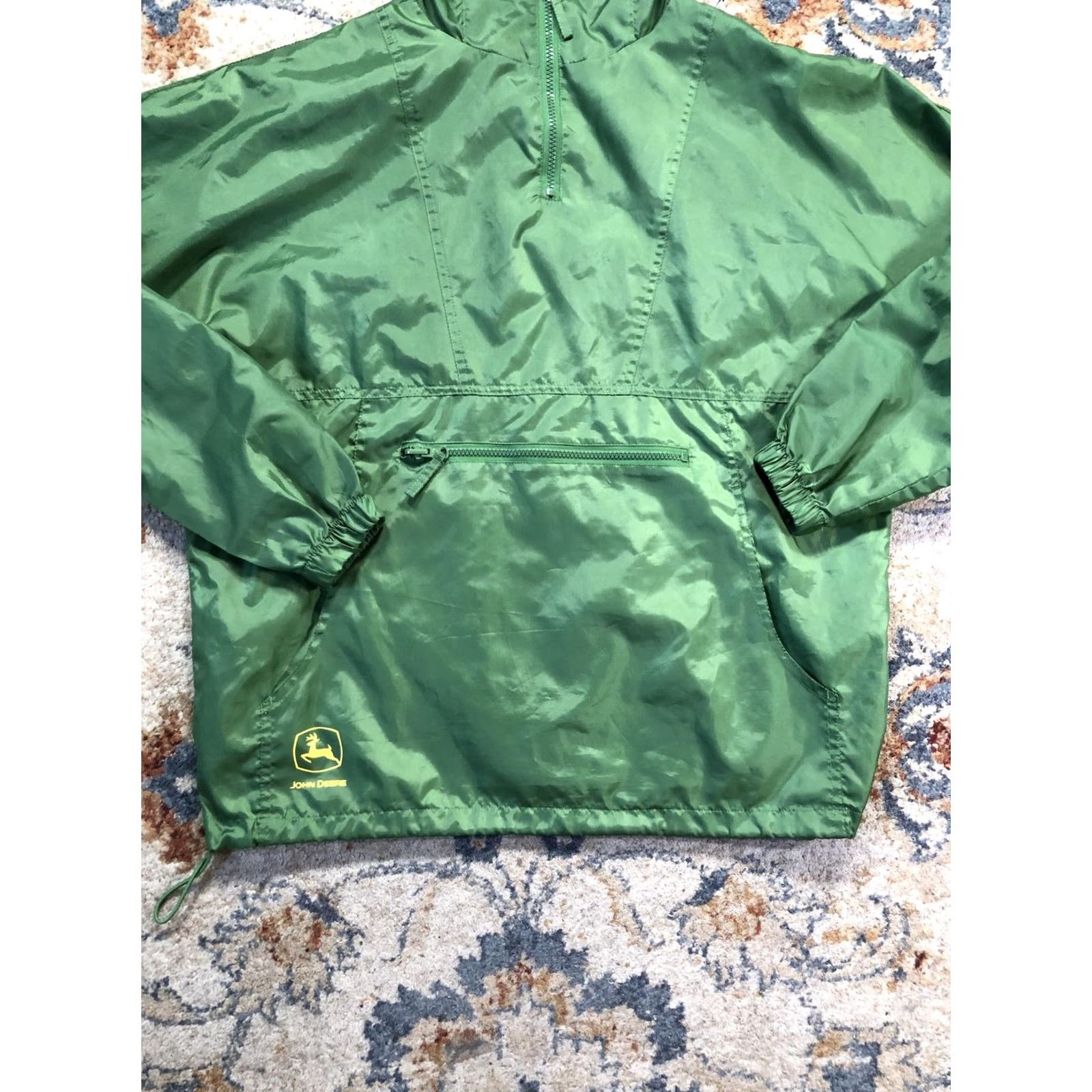 John Deere John Deere Jacket Mens M Green Hooded 1/4 Zip Windbreaker Anorak Airlight Pockets Zip Front Kangaroo Pocket Casual Outdoor Size US M / EU 48-50 / 2 - 5 Thumbnail
