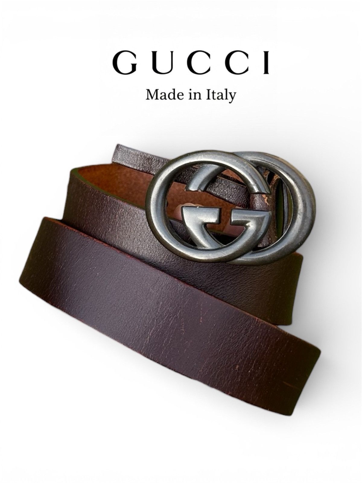 Gucci Vintage Gucci Silver Buckle Brown Leather Belt Size ONE SIZE - 1 Thumbnail
