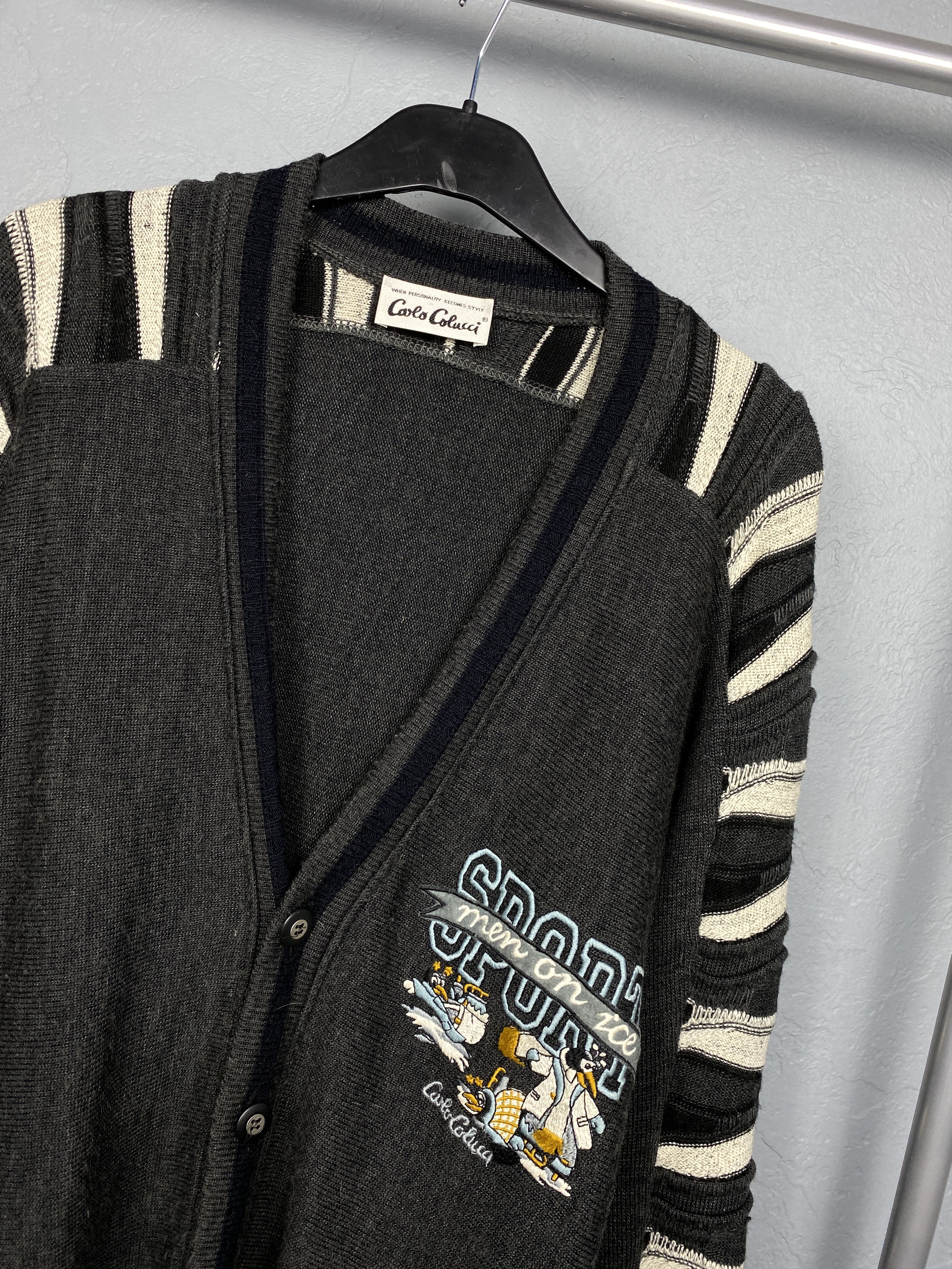 Carlo Colucci Carlo Colucci Sport Men on Ice Vintage Knit Wool Cardigan Size US M / EU 48-50 / 2 - 2 Thumbnail