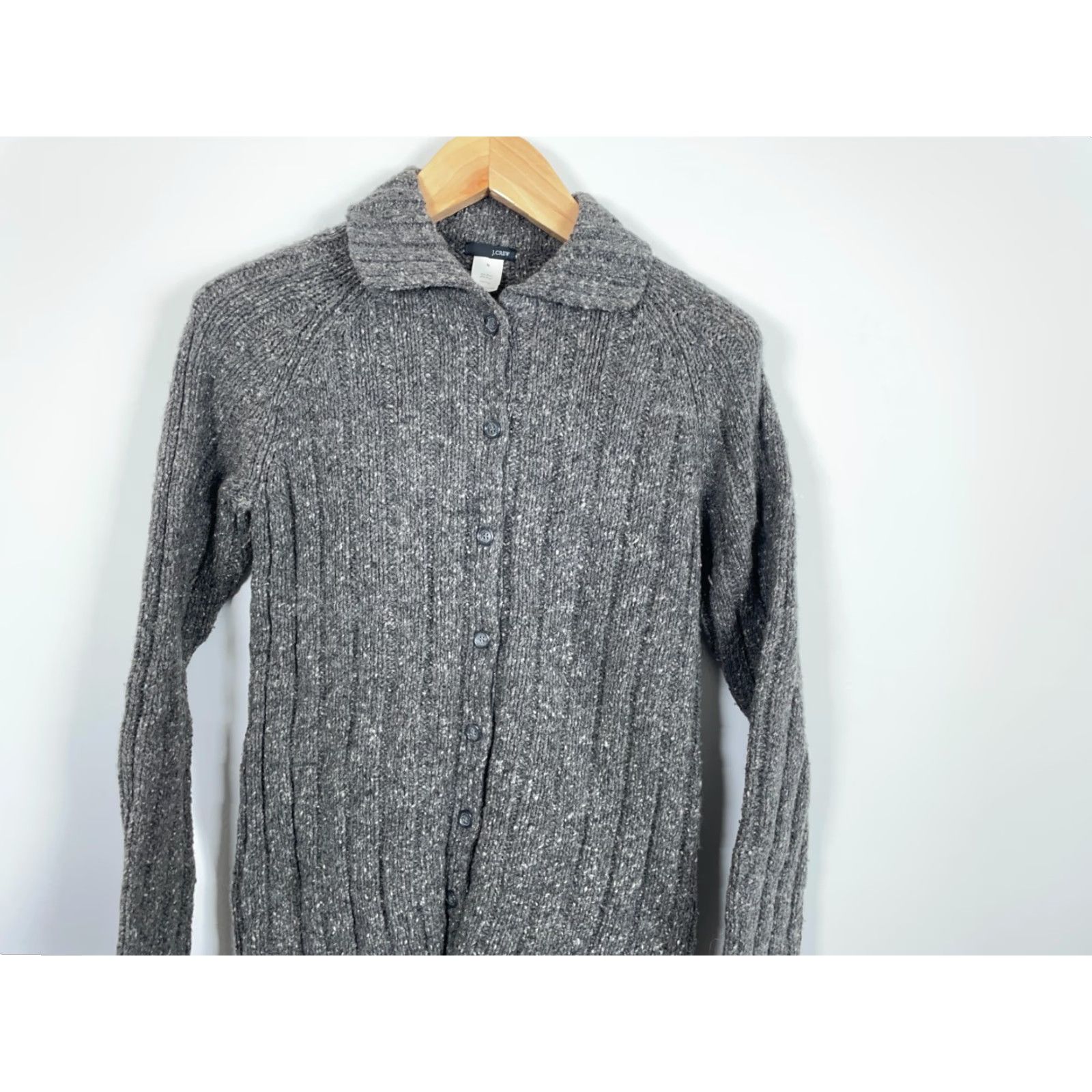 J.Crew VINTAGE J.CREW Cardigan Sweater Women's Medium Gray Wool Knit Collar Preppy 90s Classic Retro Size M / US 6-8 / IT 42-44 - 4 Thumbnail