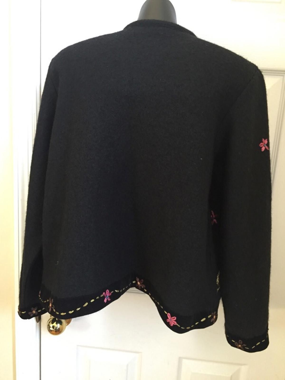 Coldwater Creek Coldwater Creek 100% Wool Black Embroidered Jacket Sz L Size L / US 10 / IT 46 - 7 Thumbnail