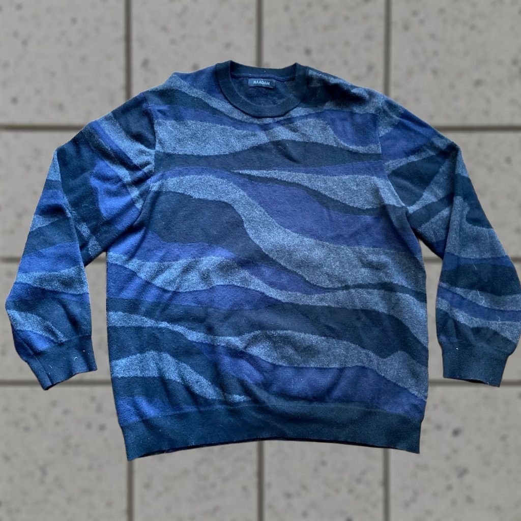 NAADAM NAADAM Sweater Men XL Crewneck Pullover Camouflage Blue Cotton Cashmere Knit Leather? Size US XL / EU 56 / 4 - 1 Thumbnail