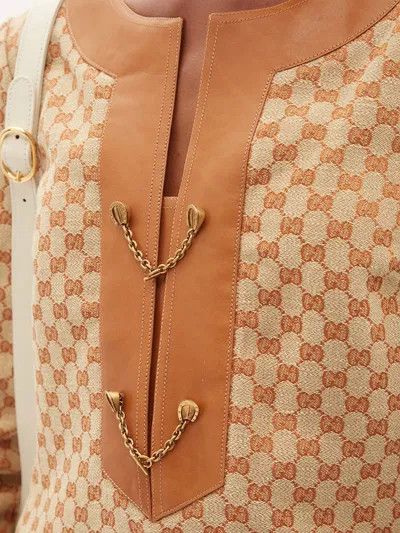 Gucci o1y0925 Mini Dress in Beige/Brown Size M / US 6-8 / IT 42-44 - 2 Thumbnail