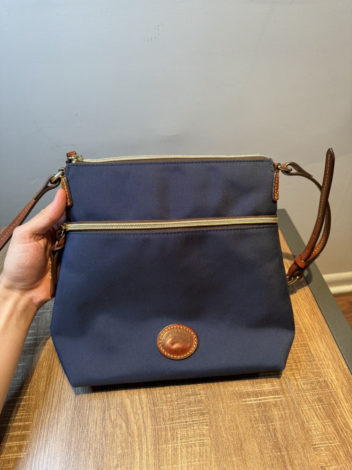 Dooney & Bourke Authenticated Dooney & Bourke Blue Nylon Leather Crossbody Size ONE SIZE - 1 Thumbnail