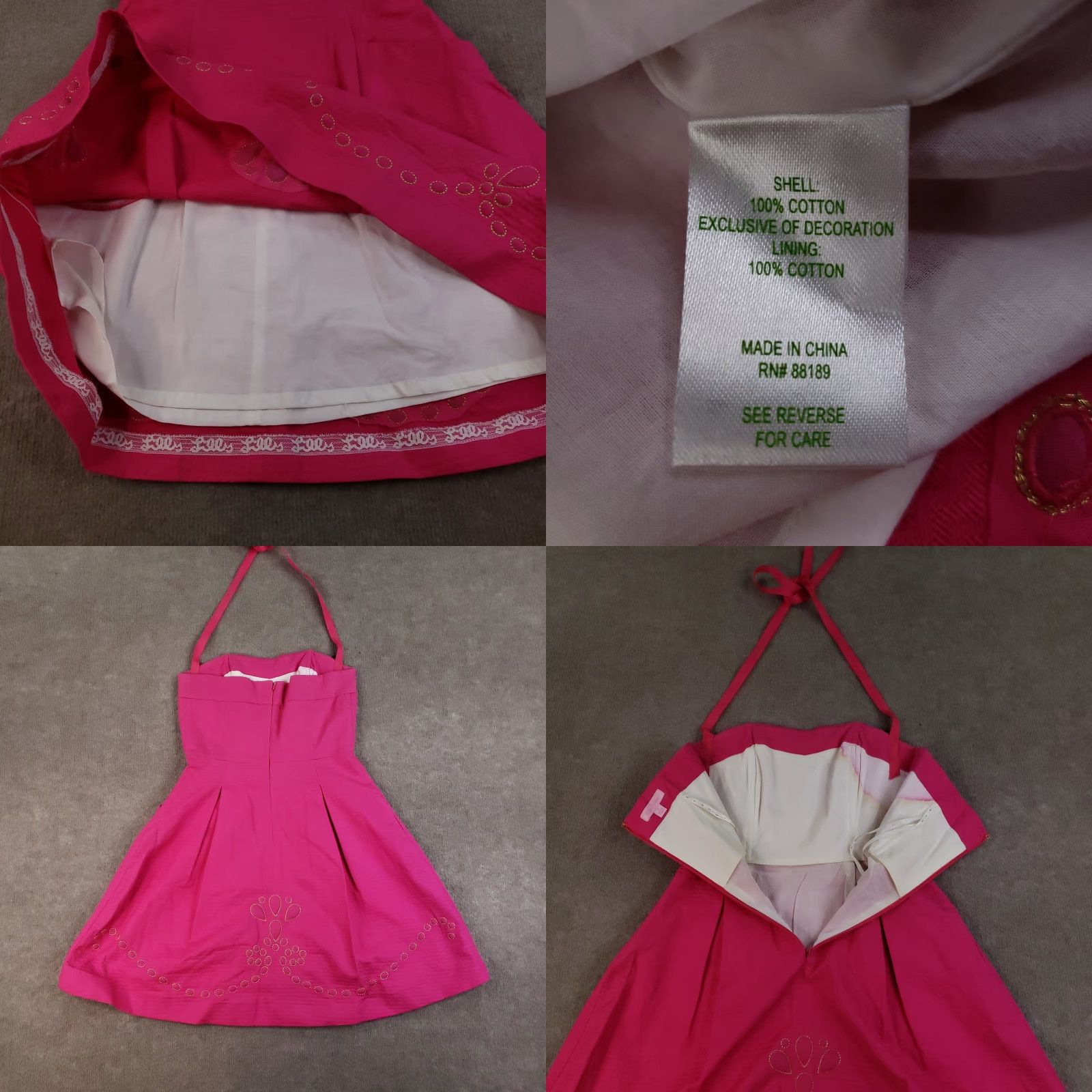 Lilly Pulitzer Lilly Pulitzer Bernadett Dress Women 0 Pink Cocktail Embroidered Fit Flare Lined Size XS / US 0-2 / IT 36-38 - 8 Thumbnail