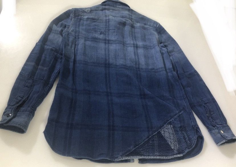 Polo Ralph Lauren PRL plaid blue ombré patchwork distressed wash denim Small Size US S / EU 44-46 / 1 - 9 Thumbnail