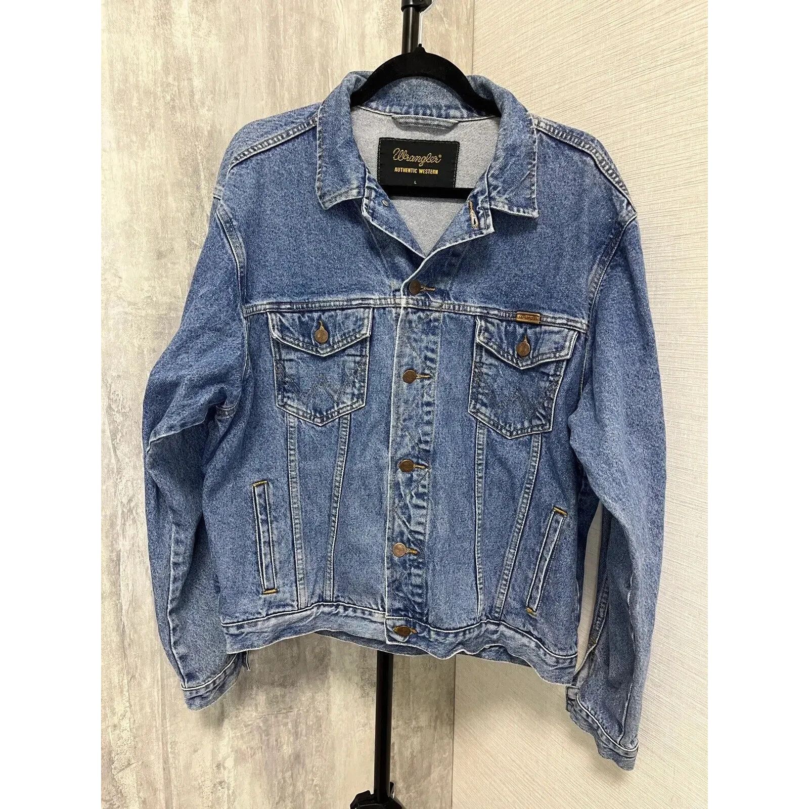 Vintage × Wrangler Wrangler Vintage Large Denim Jacket Size US L / EU 52-54 / 3 - 1 Thumbnail