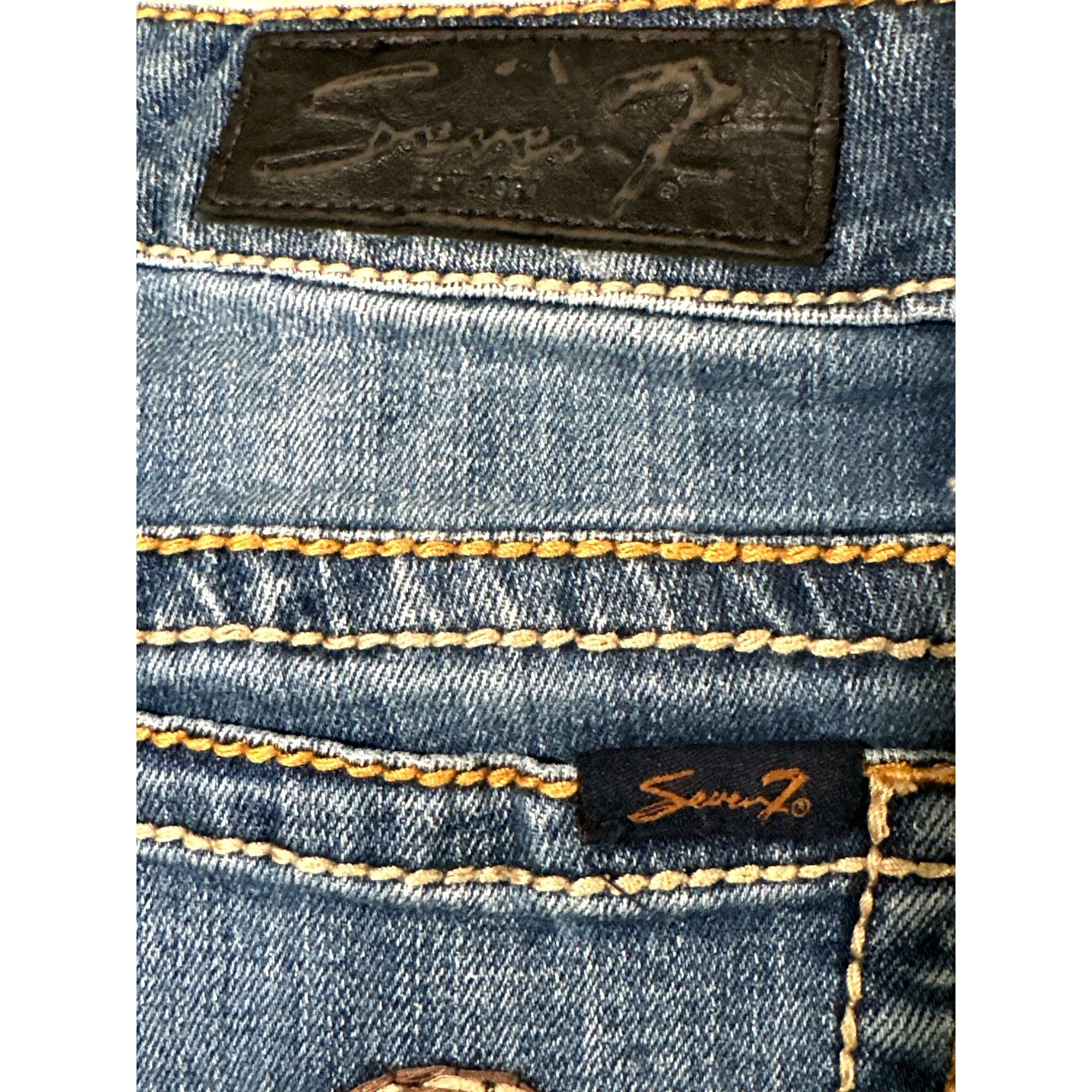 Seven 7 Seven7 Bootcut Size 27 Blue Denim Contrast Stitching Embroid Size 27" / US 4 / IT 40 - 12 Thumbnail