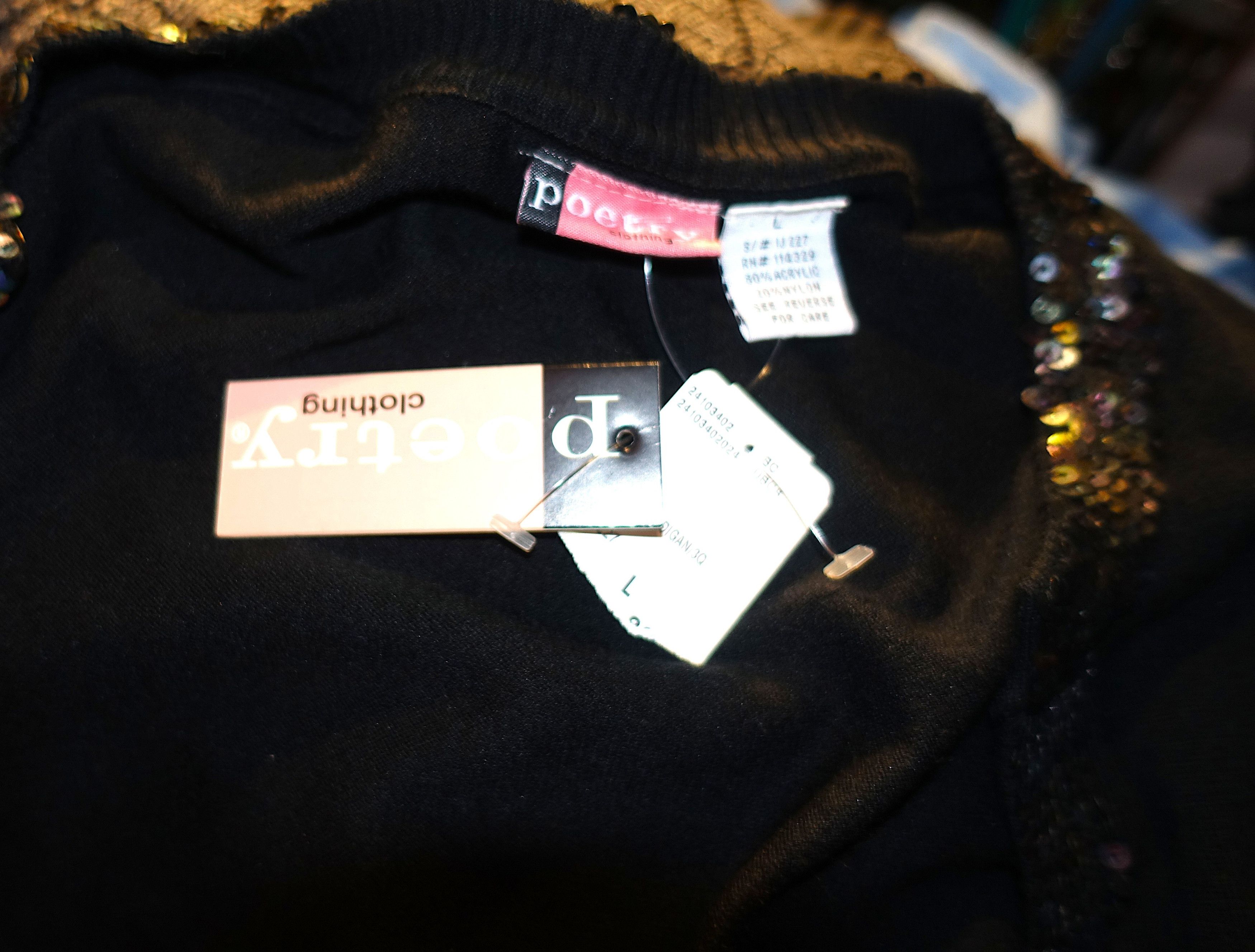 Other Poetry Black Sequin Cropped Cardigan L NWT Size L / US 10 / IT 46 - 7 Thumbnail