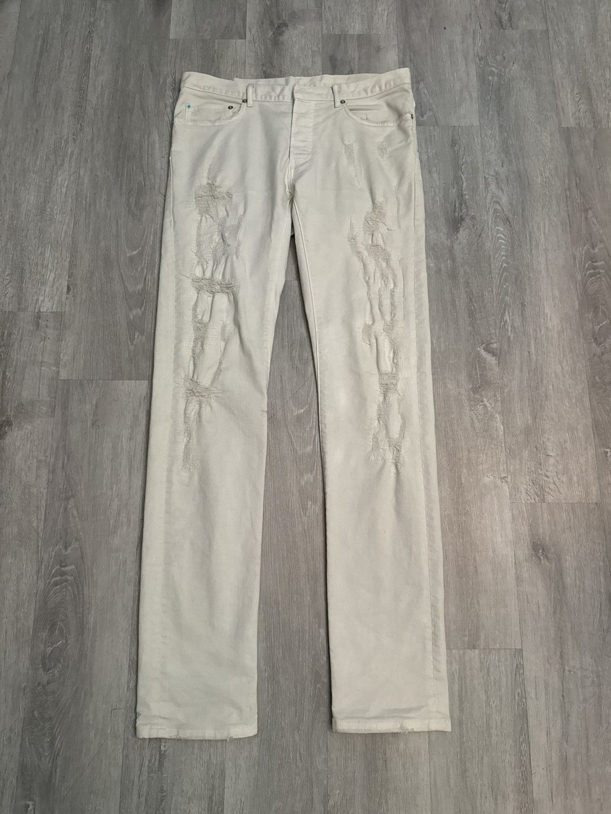 Dior Dior Hedi Slimane White Distressed Denim Size US 31 - 1 Thumbnail