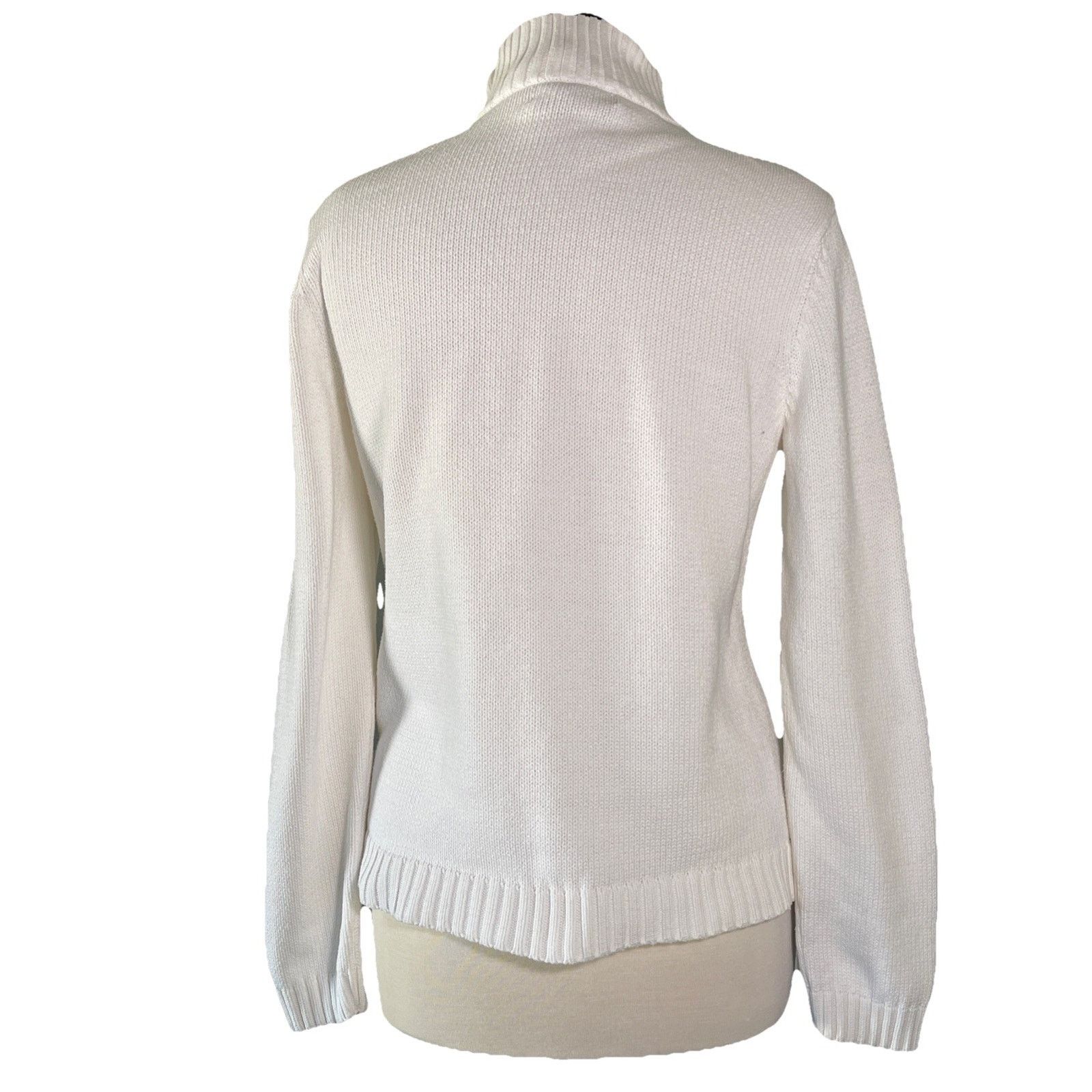 Lauren Ralph Lauren Ralph Lauren Sweater Women's Large White Silver Button Size L / US 10 / IT 46 - 4 Thumbnail