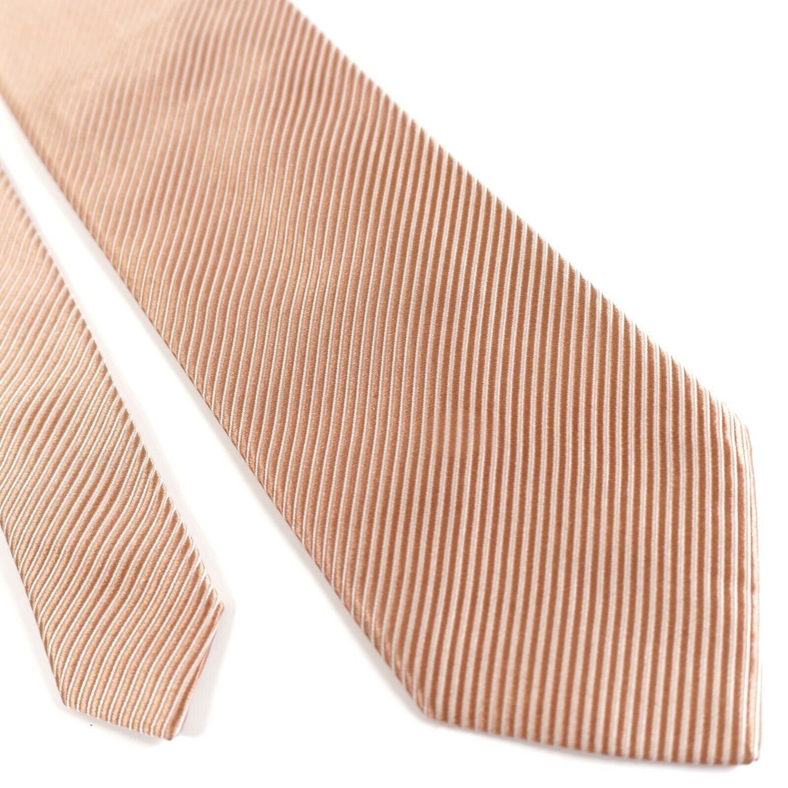 Hugo Boss Hugo Boss Beige Orange Striped Woven Silk Tie Size ONE SIZE - 1 Thumbnail