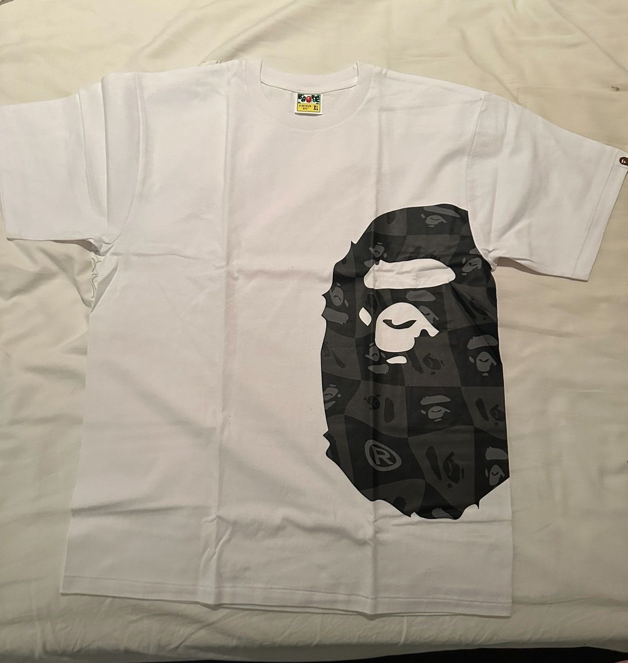 Image of Bape Distortion Side Big Ape Head Tee in White, Men's (Size XL)