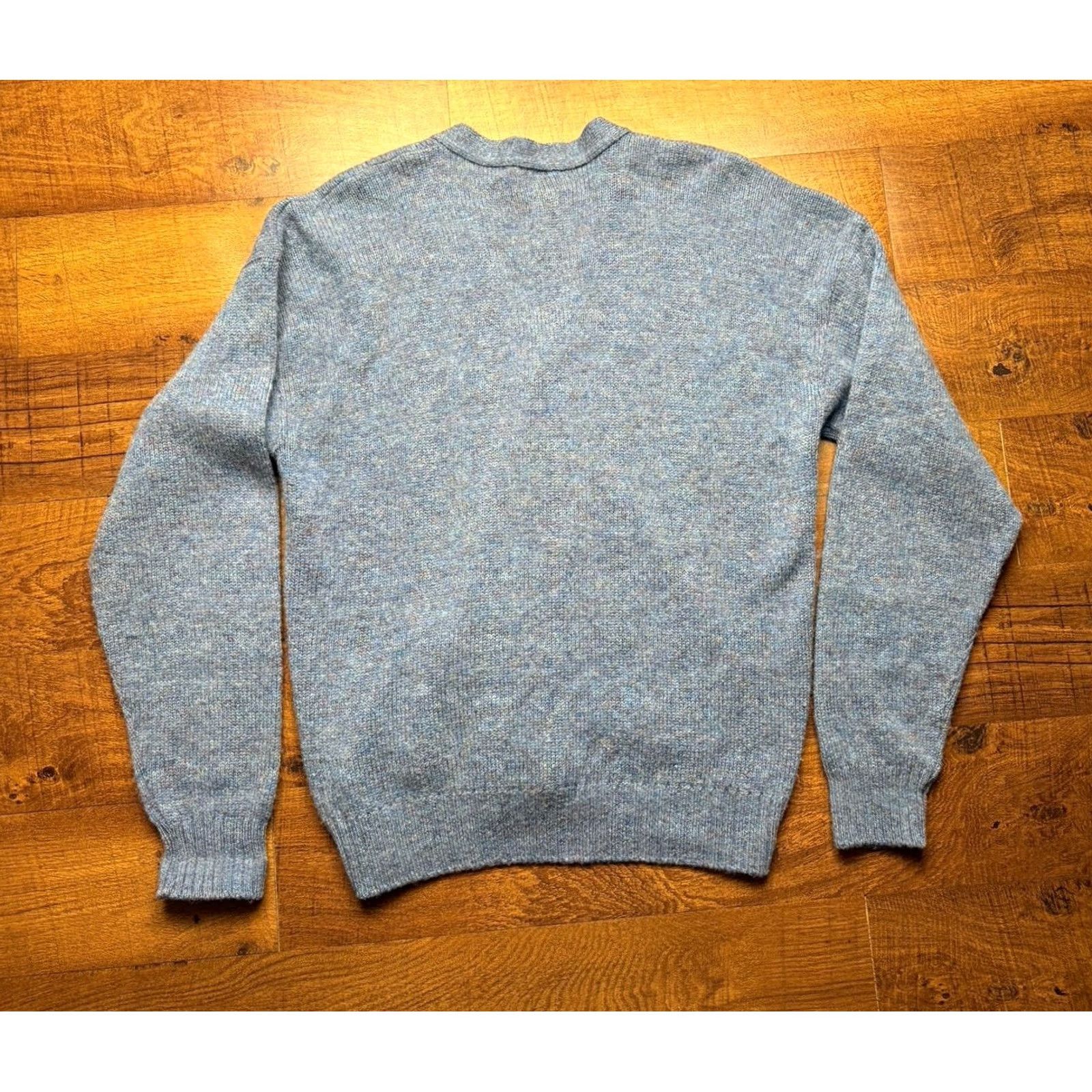 Vintage VINTAGE The Moors Lord Jeff 100% Shetland Wool Sweater Cardigan Men’s XL Blue Wool Cardigan, V-Neck, Solid Knit, Pockets, 70s, Regular Size, Men Size US L / EU 52-54 / 3 - 3 Thumbnail