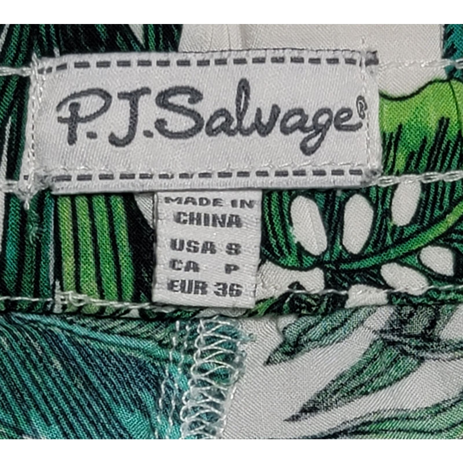 Other P.J. Salvage Green White Leaf Print Pull On Pajama Bottoms S Size 34" / US 12 / IT 48 - 4 Thumbnail