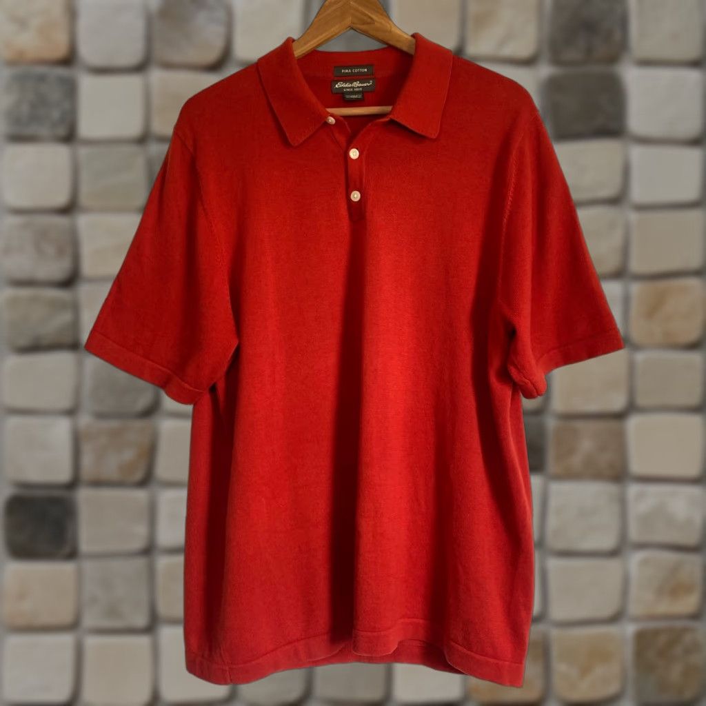Eddie Bauer VINTAGE Eddie Bauer Polo Shirt Men’s Knit Pima Cotton Made in UK Size L Red Short Sleeve Collared 100% Pima Cotton Classic Preppy Casual Men’s Polo Size US L / EU 52-54 / 3 - 1 Thumbnail