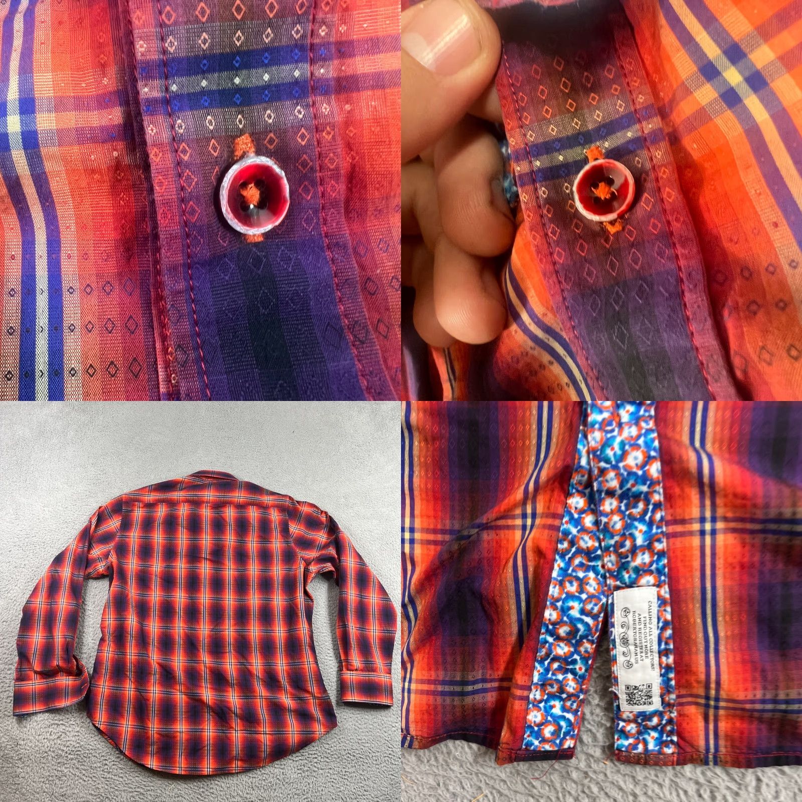 Robert Graham Robert Graham Shirt Adult L Multicolor Striped Cotton Embroidered Button-Up Long Sleeve Mens Size US L / EU 52-54 / 3 - 8 Thumbnail