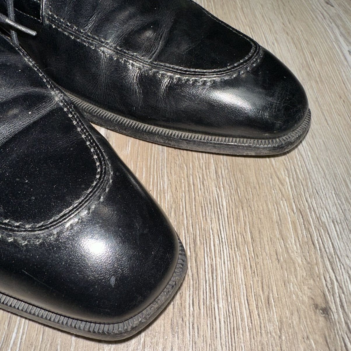 A. Testoni Men’s Black Leather Apron Toe Lace Up Size 9.5