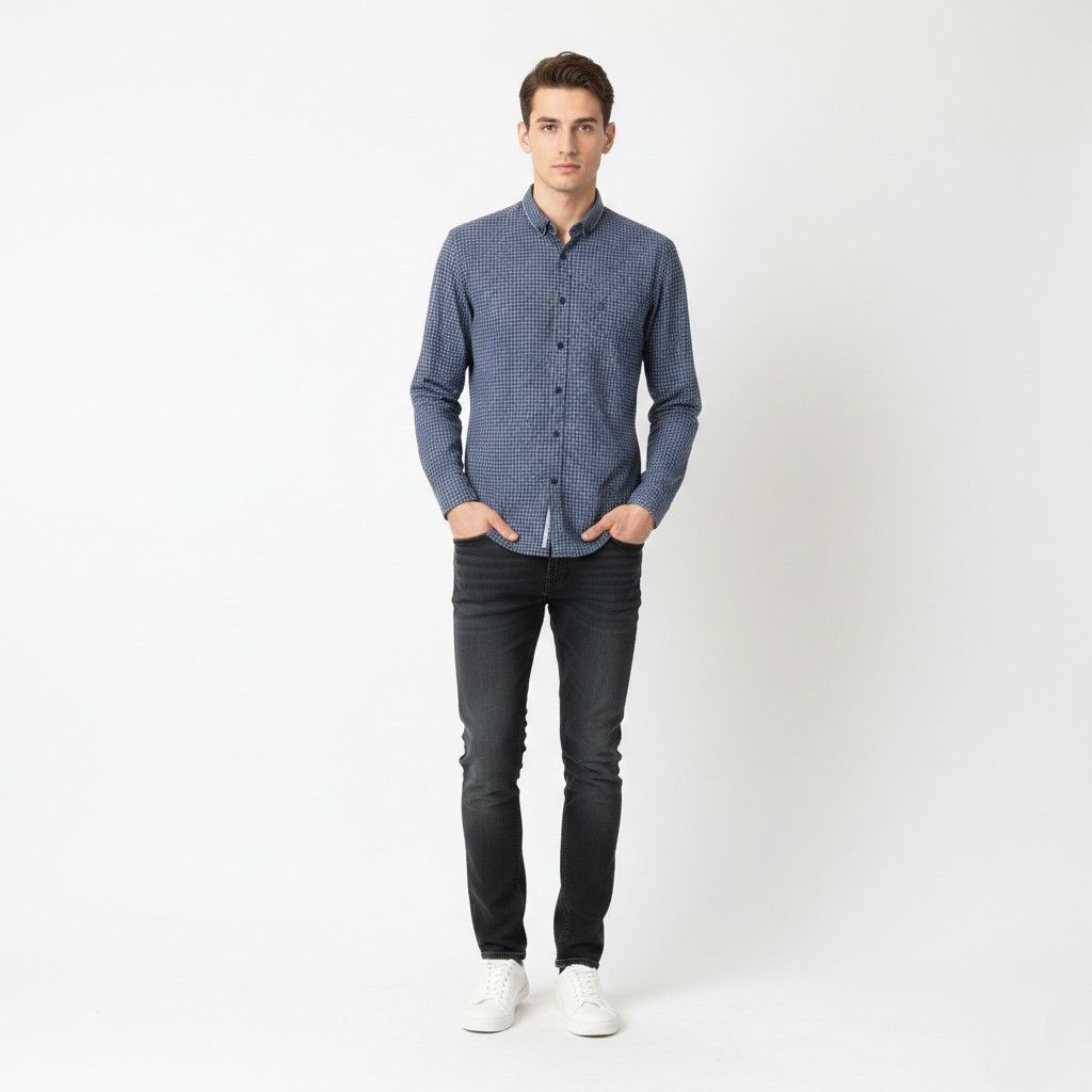 Diesel Diesel Co. Men S Casual Shirt Navy Check Cotton 3806 Size US S / EU 44-46 / 1 - 1 Thumbnail