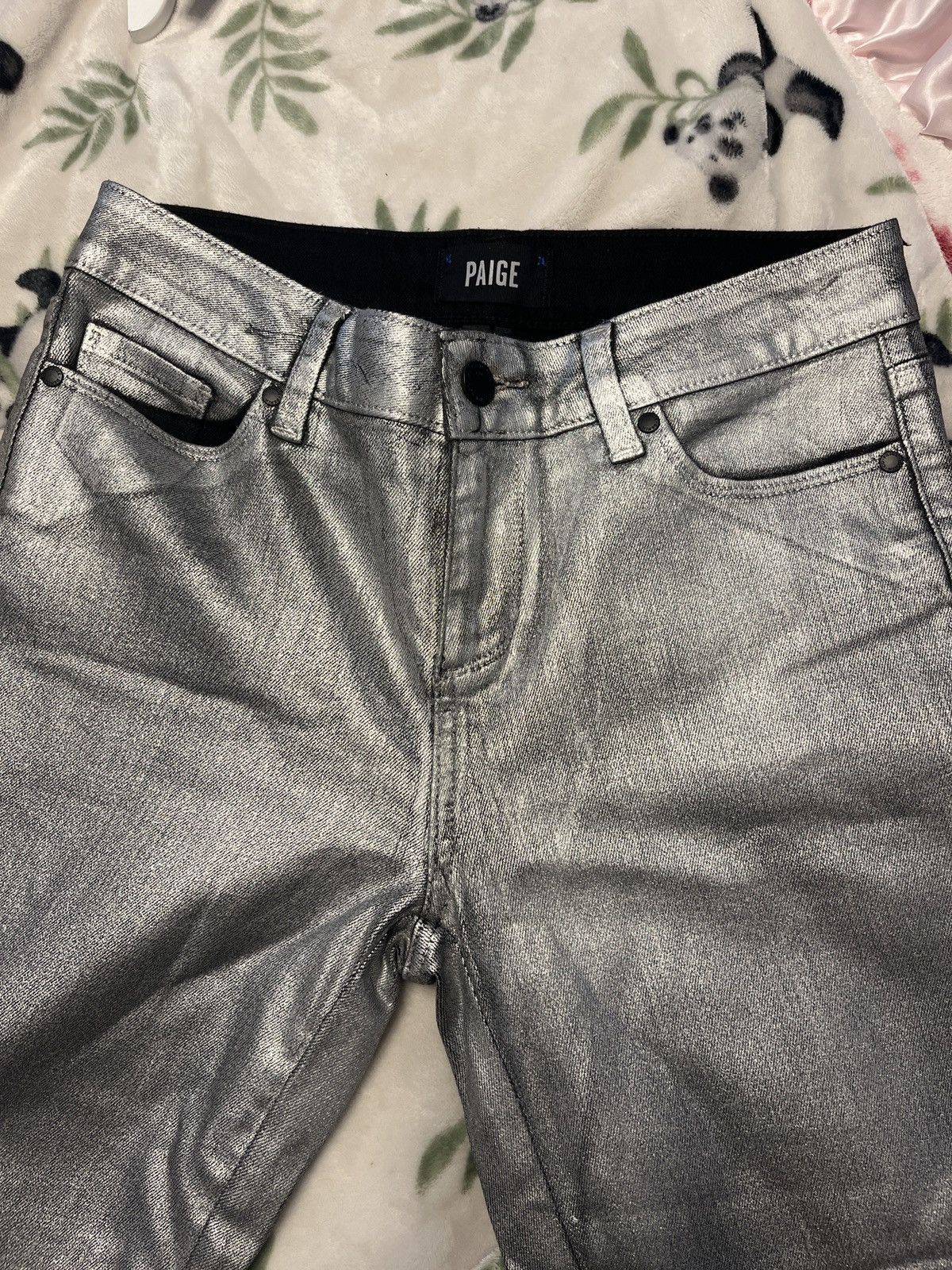 Paige Metallic Astronaut PAIGE Pants Rare Silver Denim Jeans Size US 29 - 3 Thumbnail