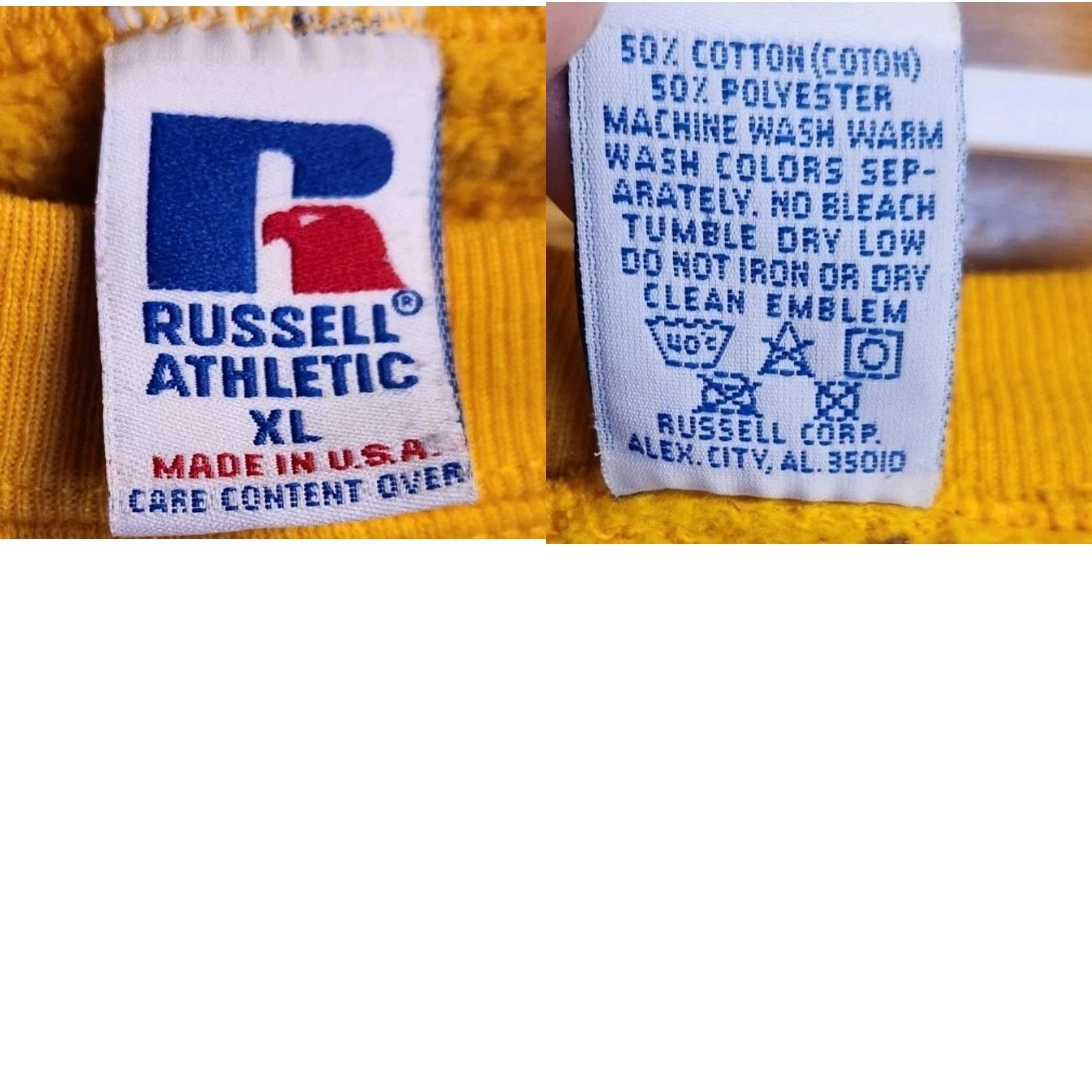 Russell Athletic RUSSELL ATHLETIC Sweatshirt XL Yellow Crewneck Vintage USA MADE Blank Mens Regular Size XL Sweatshirt Yellow Size US XL / EU 56 / 4 - 9 Thumbnail