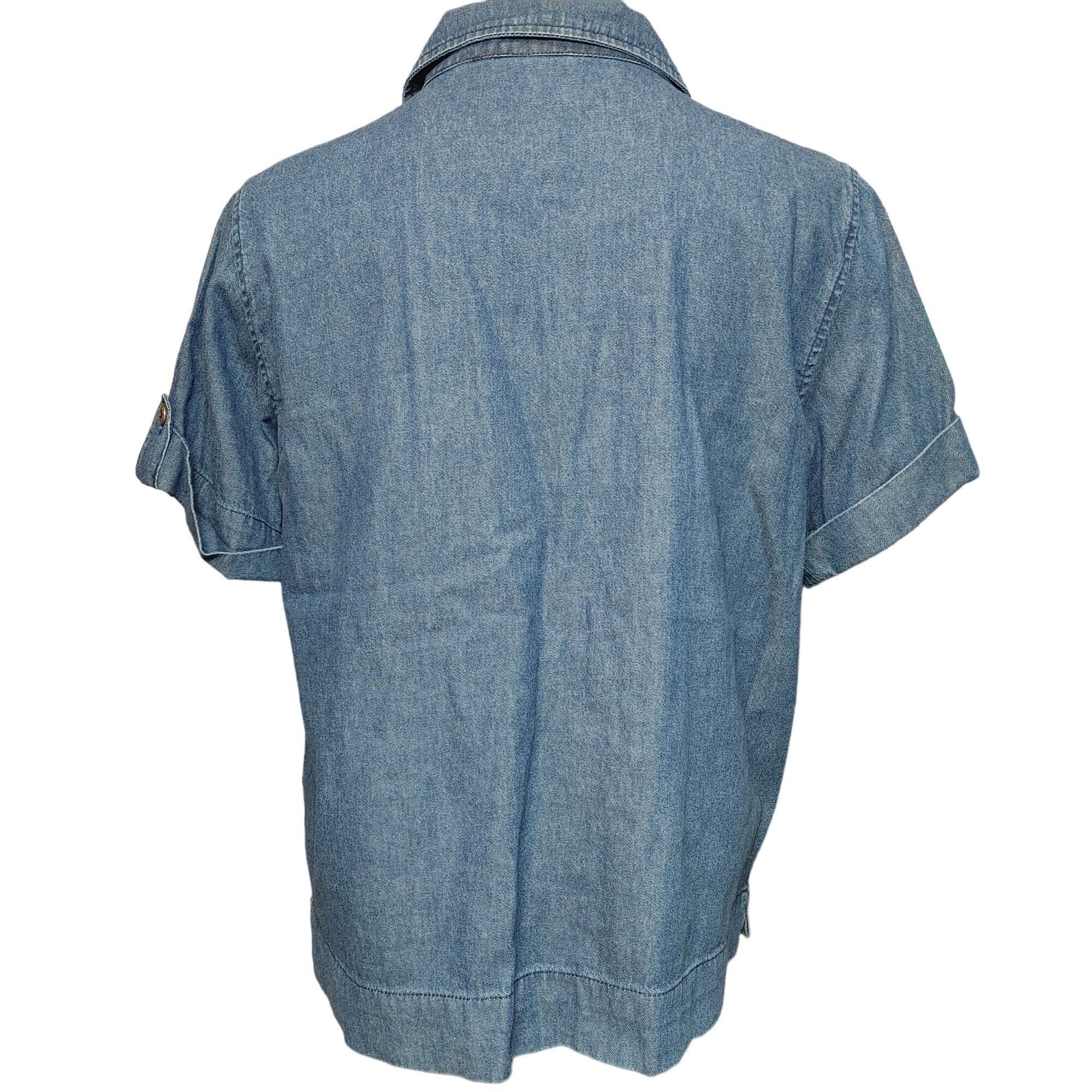 Other Erika Women's Petite Blue Jean Button Down Short Sleeve Top Size XL / US 12-14 / IT 48-50 - 2 Thumbnail