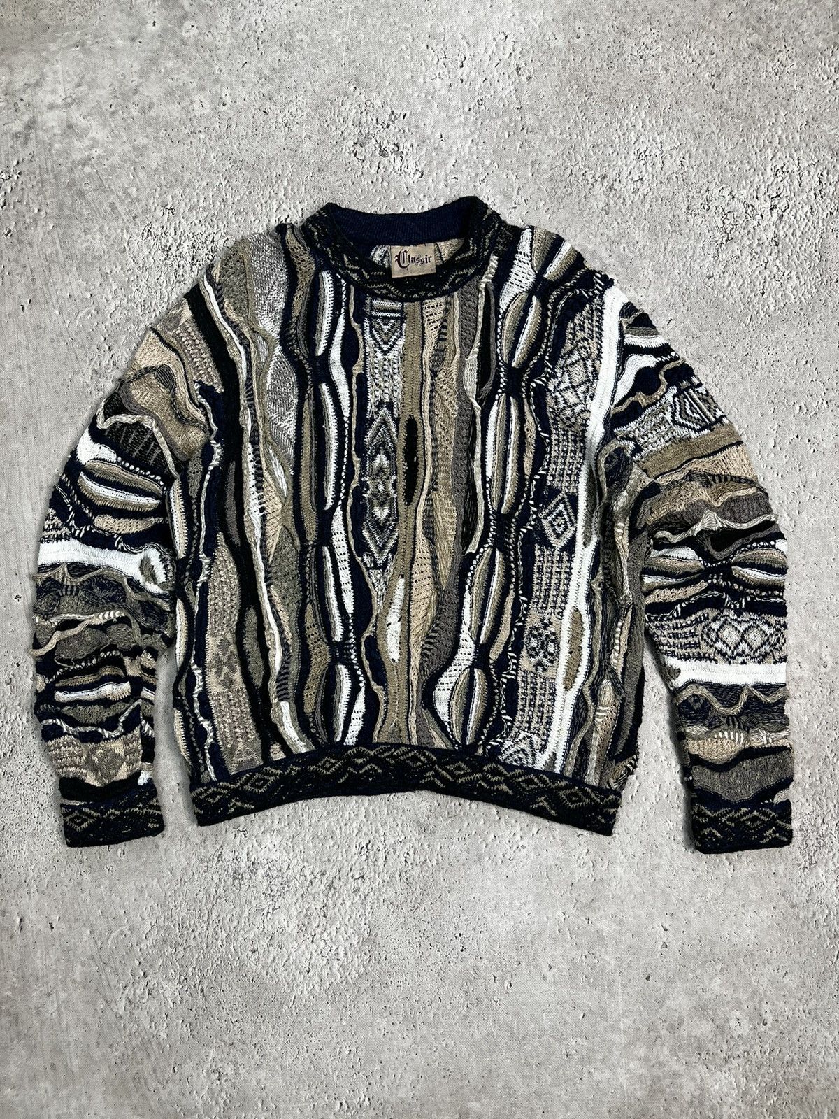 image of Vintage Archive Knitted Boxy Coogi Multicolor Sweater, Men's (Size Small)