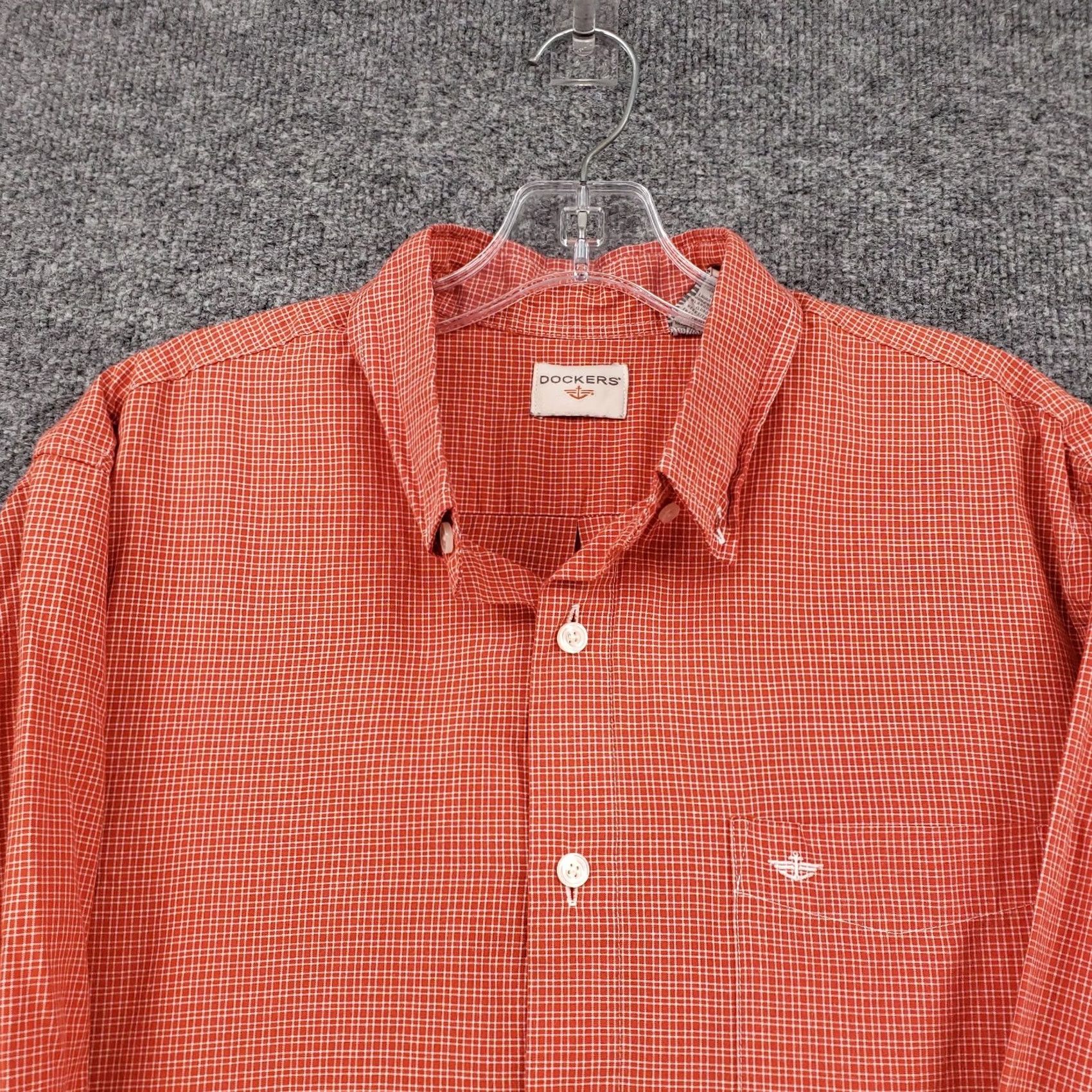 Dockers Dockers Shirt Mens L Large Casual Button-Down Red Check Pockets Long Sleeves Size US L / EU 52-54 / 3 - 6 Thumbnail
