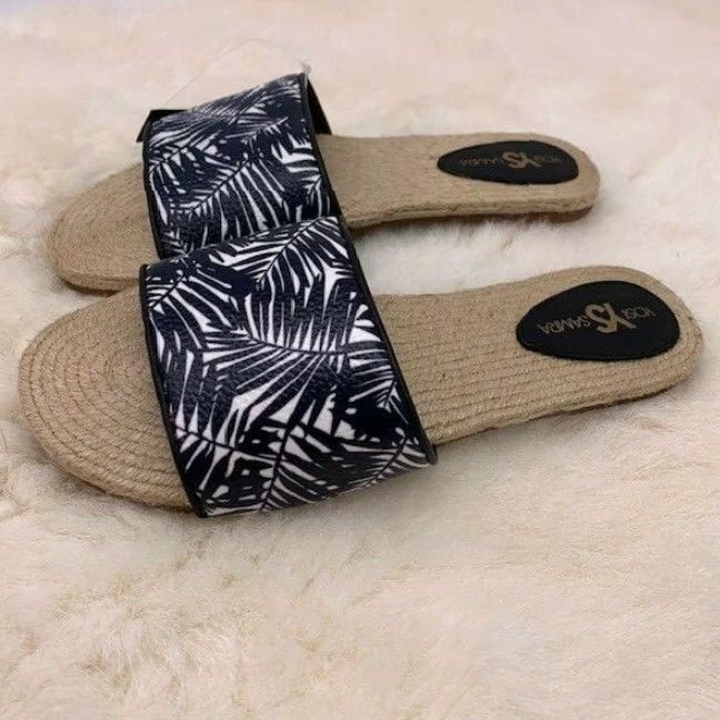 Vintage VINTAGE Yosi Samra Women's Slide Sandals Flat Jute White/Black Size 8 Size US 8 / IT 38 - 4 Thumbnail
