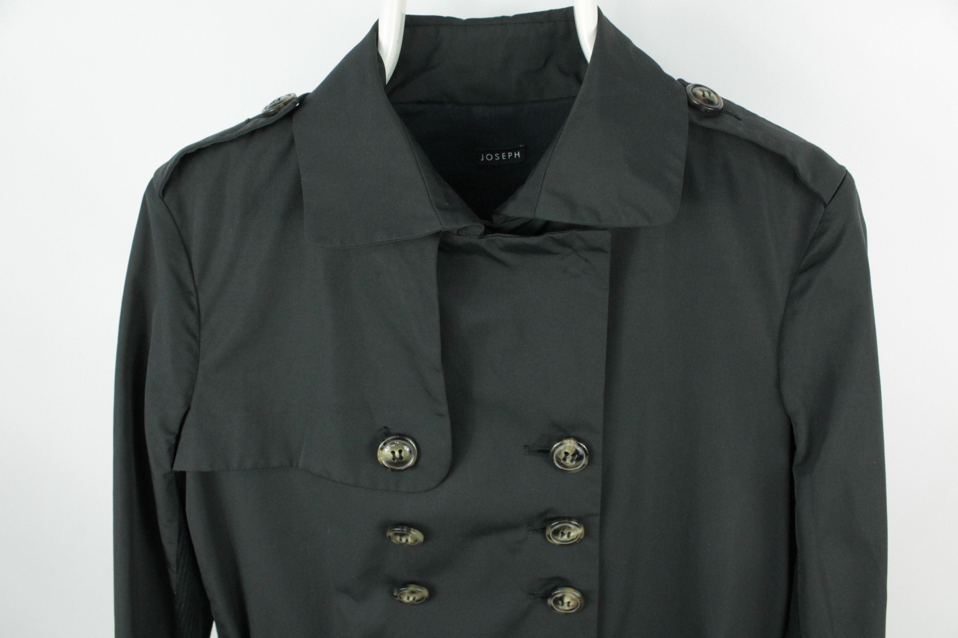 Joseph Joseph Double-Breasted Black Cotton Belted Trench Coat Size M / US 6-8 / IT 42-44 - 2 Thumbnail