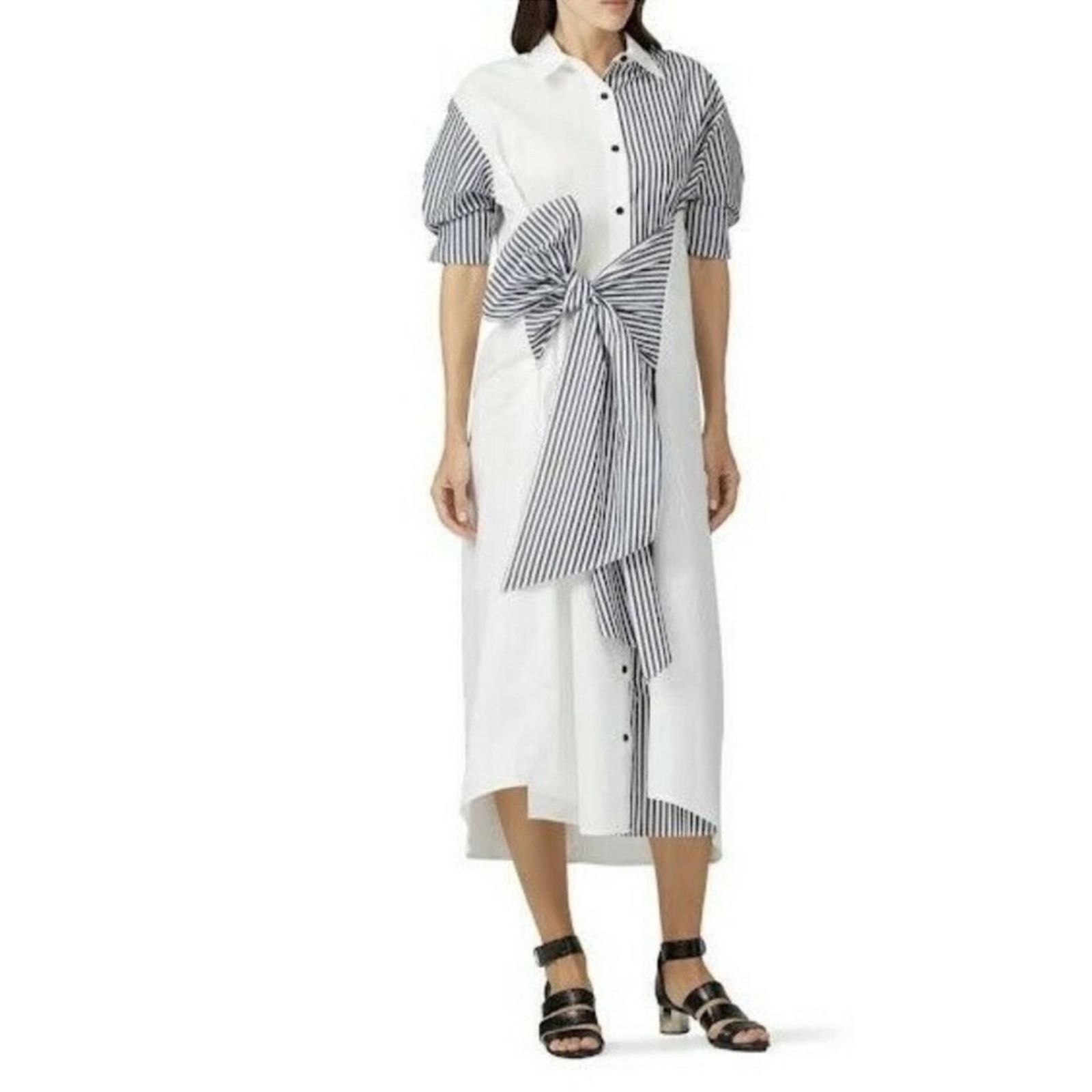 Other TOME Black White Striped Tie Front Shirt Dress in Size 6 Size M / US 6-8 / IT 42-44 - 1 Thumbnail