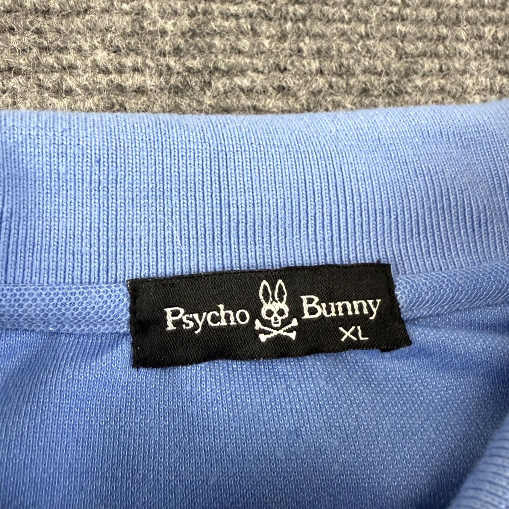 Psycho Bunny Psycho Bunny Polo Shirt Mens XL Blue Solid Cotton Poly Pique Knit Logo Casual Size US XL / EU 56 / 4 - 6 Thumbnail