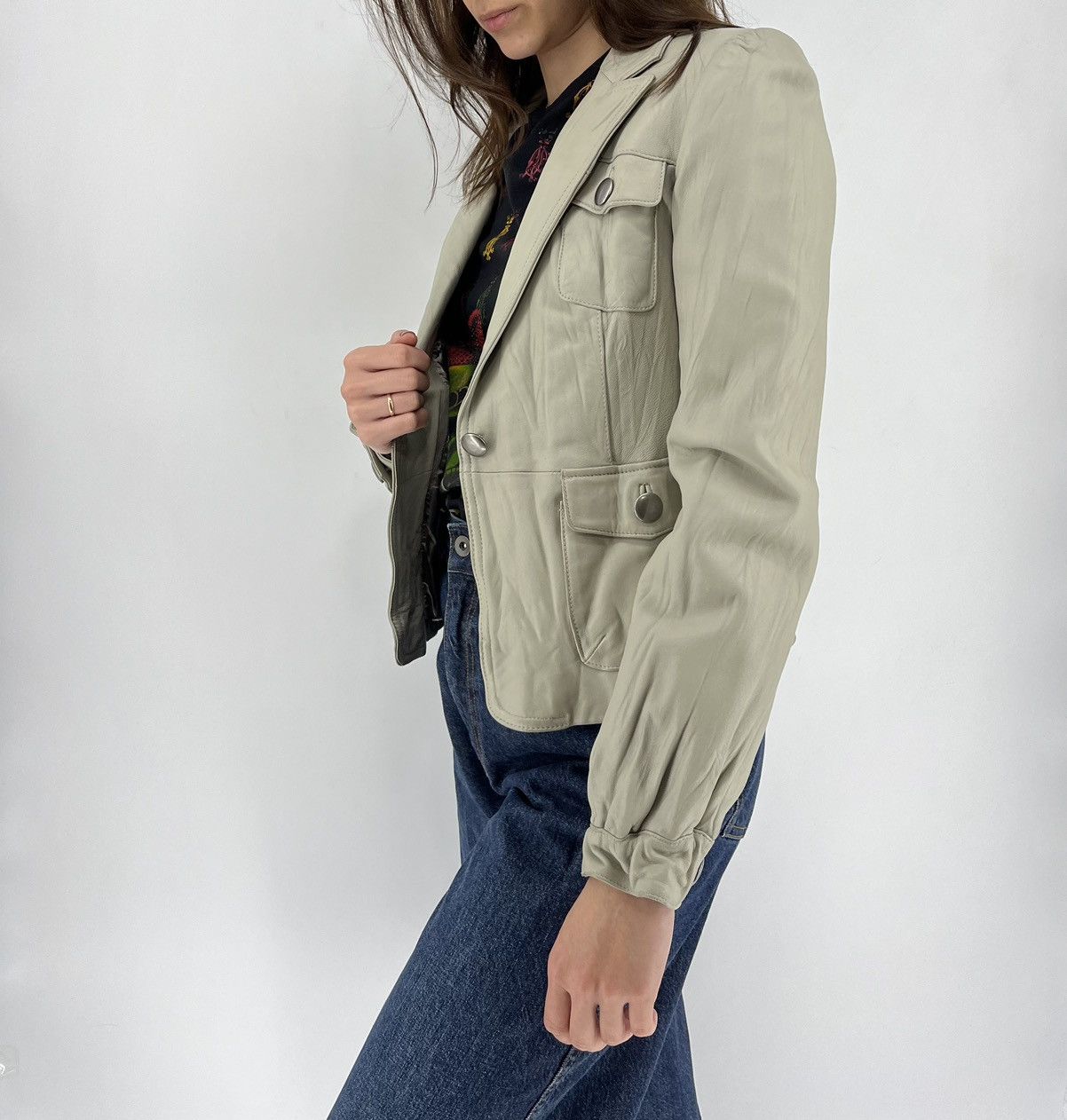 Japanese Brand × Vintage Vintage 00’s Wossivo Moto Leather Racing Y2K Jacket Size XS / US 0-2 / IT 36-38 - 4 Thumbnail