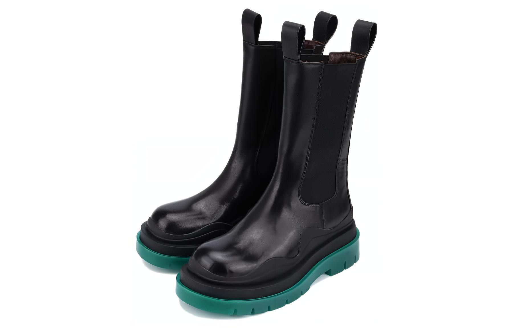 Bottega Veneta o1n1vont1224 Tire Chelsea Boots in Black/Green Size US 10 / IT 40 - 3 Thumbnail