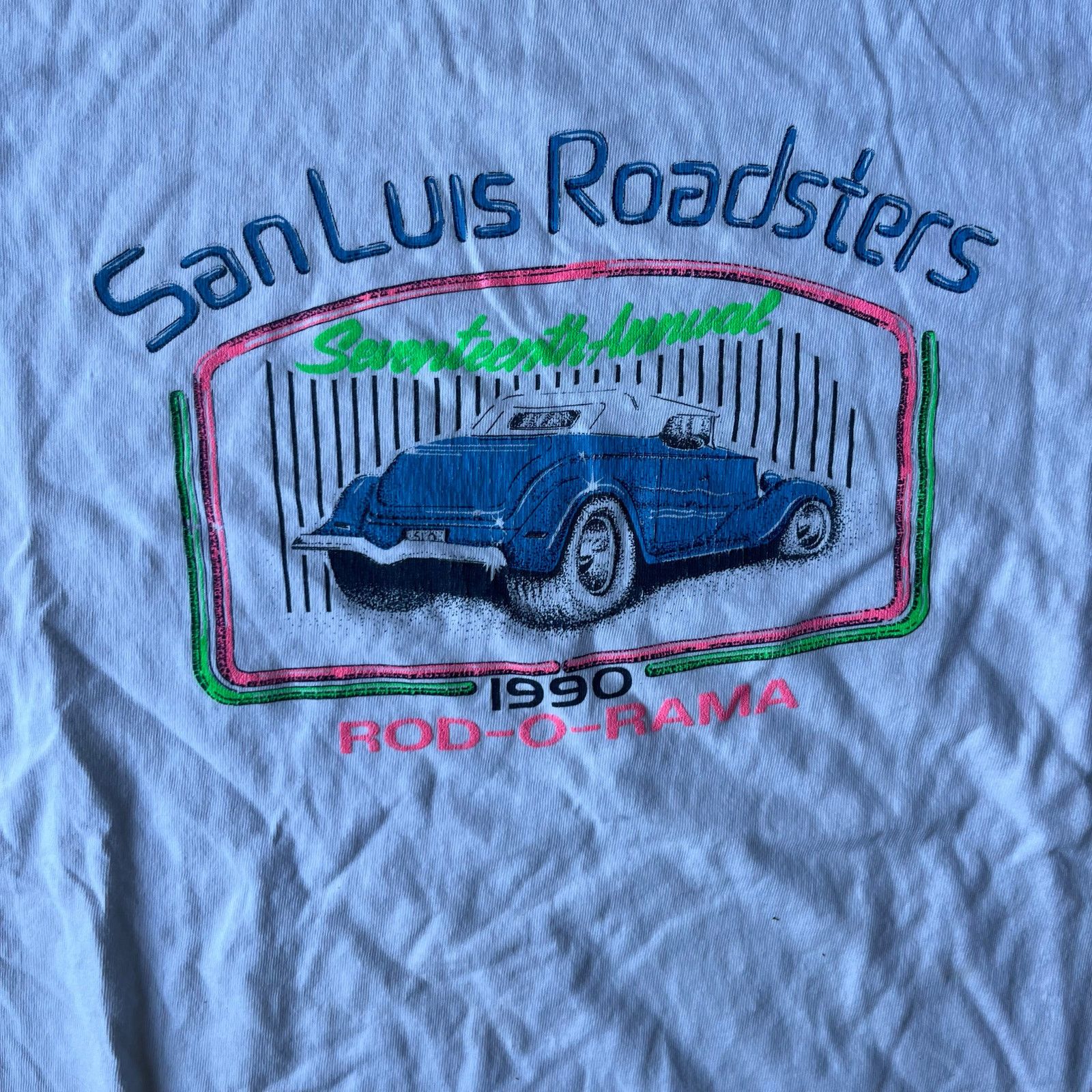 Vintage VINTAGE 80S ROADSTERS WHITE ART TEE SHIRT GRAPHIC XL Size US XL / EU 56 / 4 - 3 Thumbnail