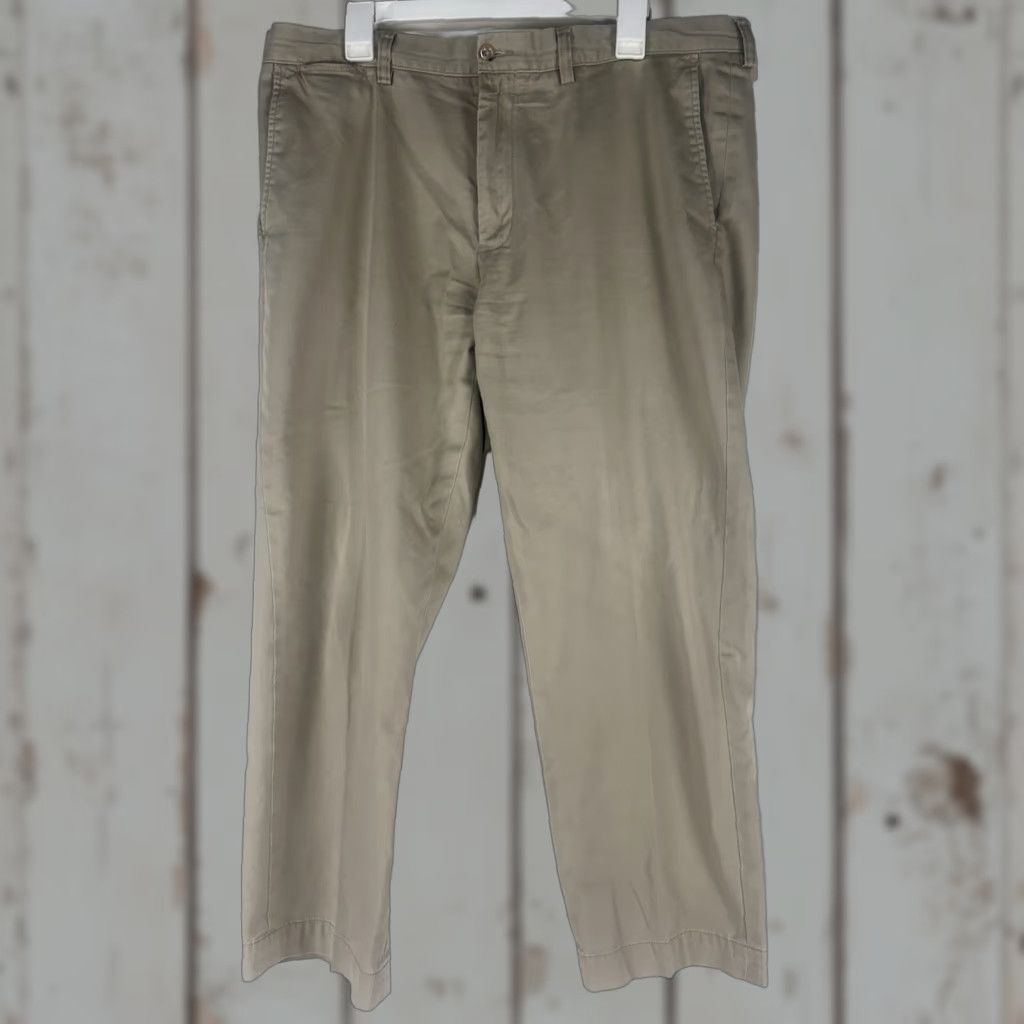 Polo Ralph Lauren VINTAGE Polo Ralph Lauren Pants Khaki Preston Men 38x30 Beige 100% Cotton Flat Front Straight Leg Mens Pants Size US M / EU 48-50 / 2 - 1 Thumbnail