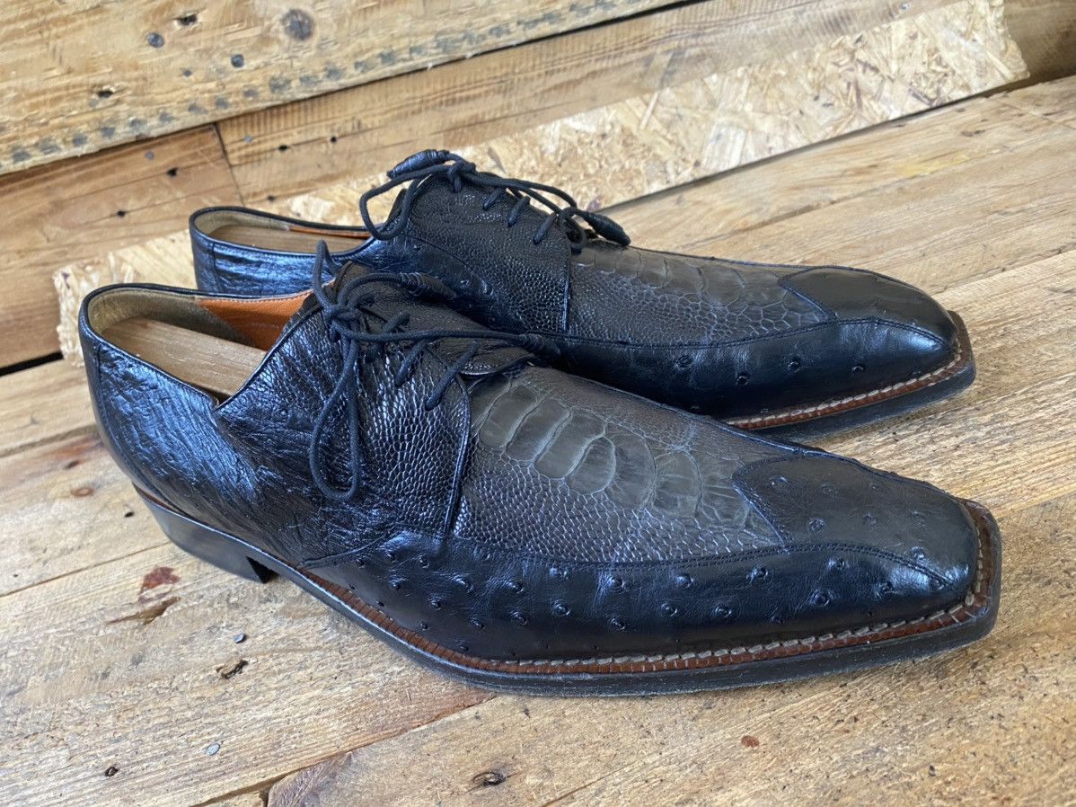Designer × Mauri × Mezlan Mezlan lace up leather exotic ostrich skin Oxford shoeuk10.5 Size US 11 / EU 44 - 12 Thumbnail