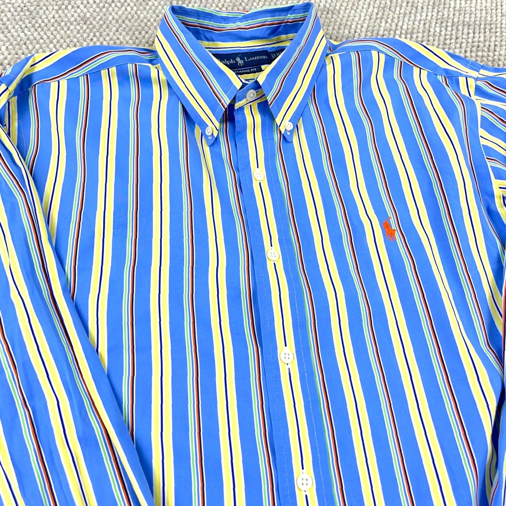 Ralph Lauren Ralph Lauren Shirt Men XL Blue Yellow Button-Up Classic Fit Striped Poplin Size US XL / EU 56 / 4 - 7 Thumbnail