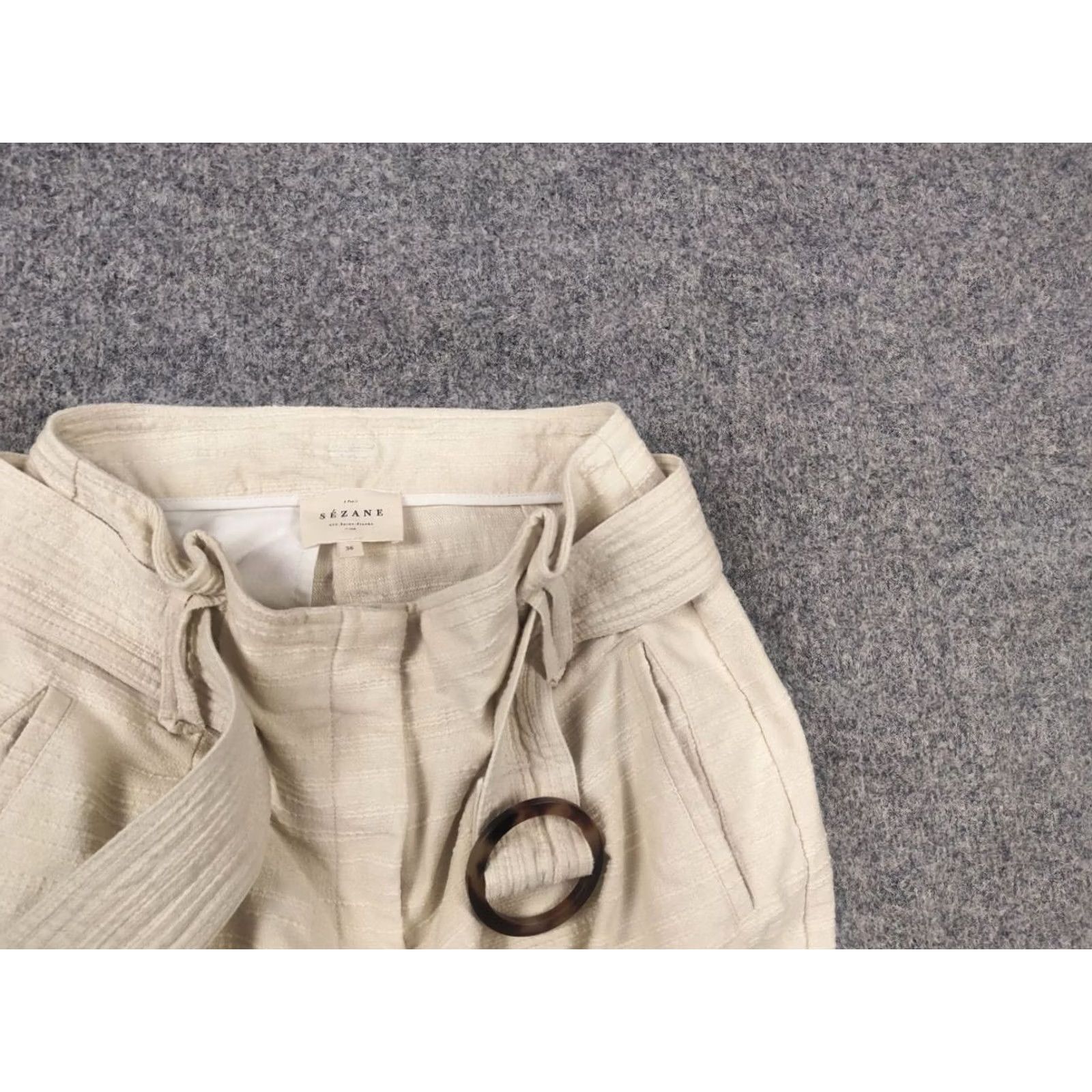 Vintage Sezane Design Rome Beige Woven Belted Cuff Shorts High-rise Size 28" / US 6 / IT 42 - 7 Thumbnail