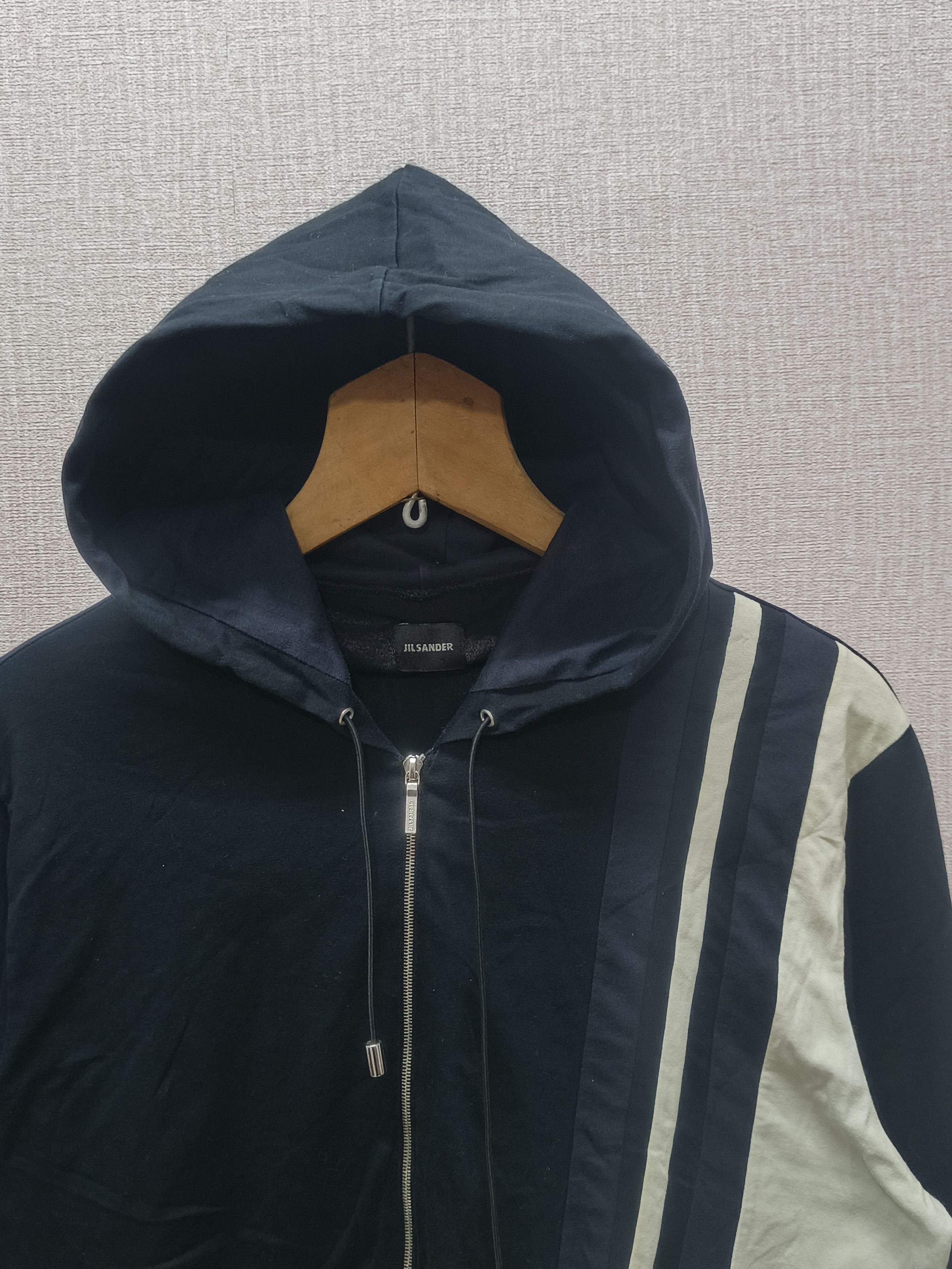 Jil Sander Jil Sander Double Striped Zip Hoodie Size US L / EU 52-54 / 3 - 5 Thumbnail