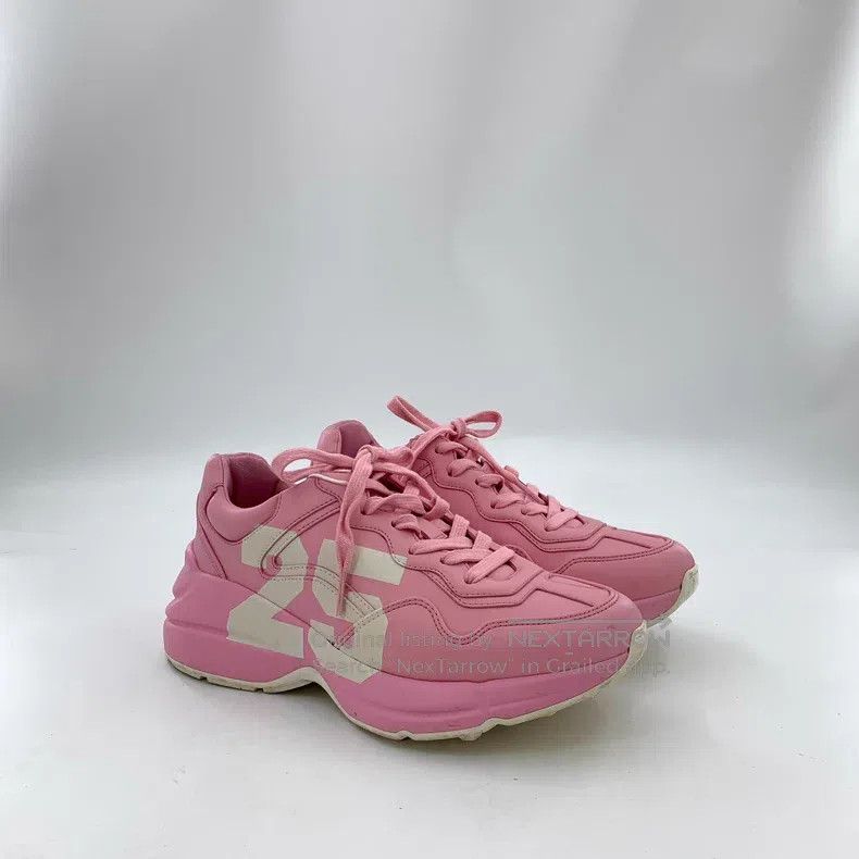 Gucci Gucci Pink logo letter print lace-up casual flat sneakers Size US 7 / IT 37 - 2 Thumbnail