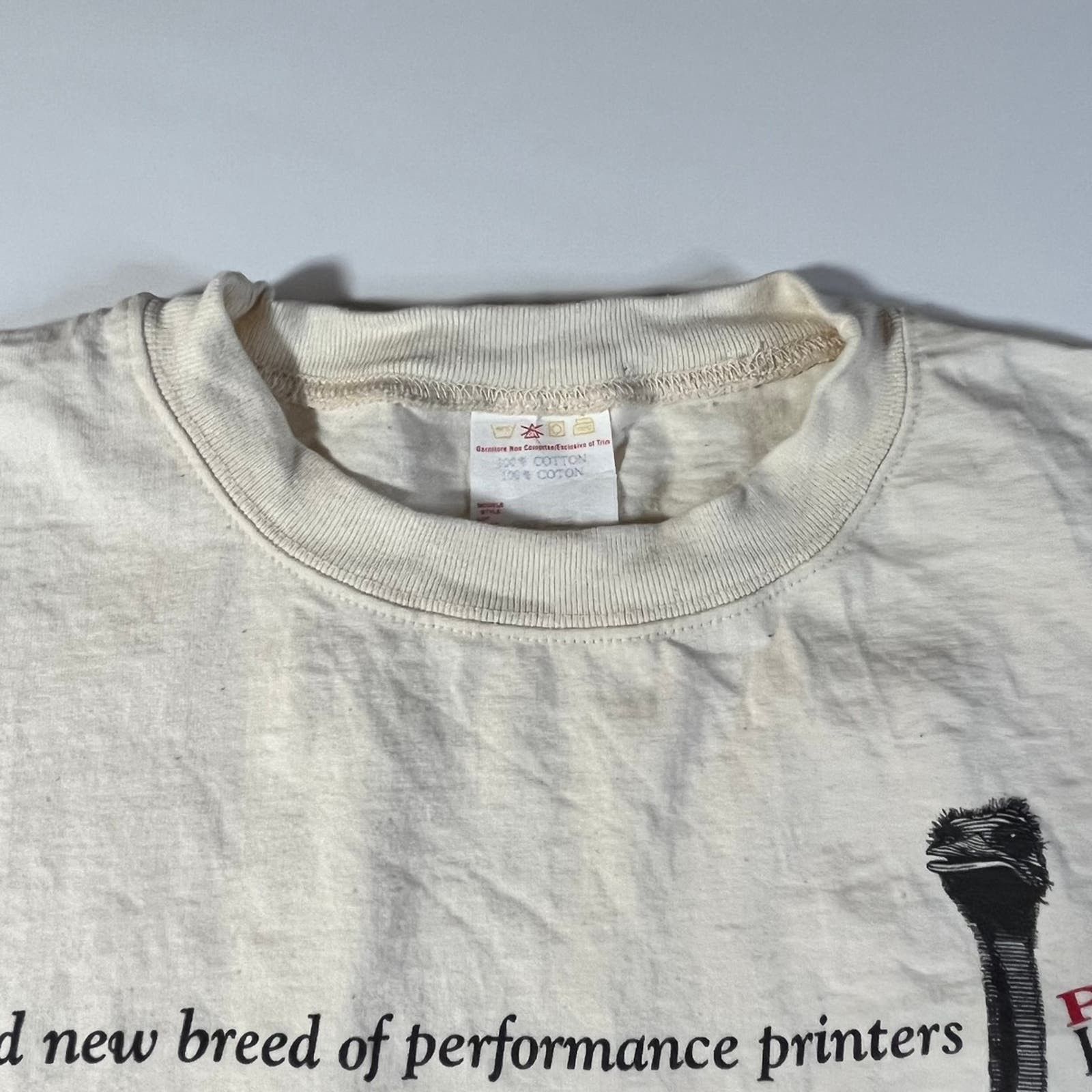 Vintage Vintage 1990’s Lexmark Emu Graphic T-shirt XL Tan Size US XXL / EU 58 / 5 - 6 Thumbnail
