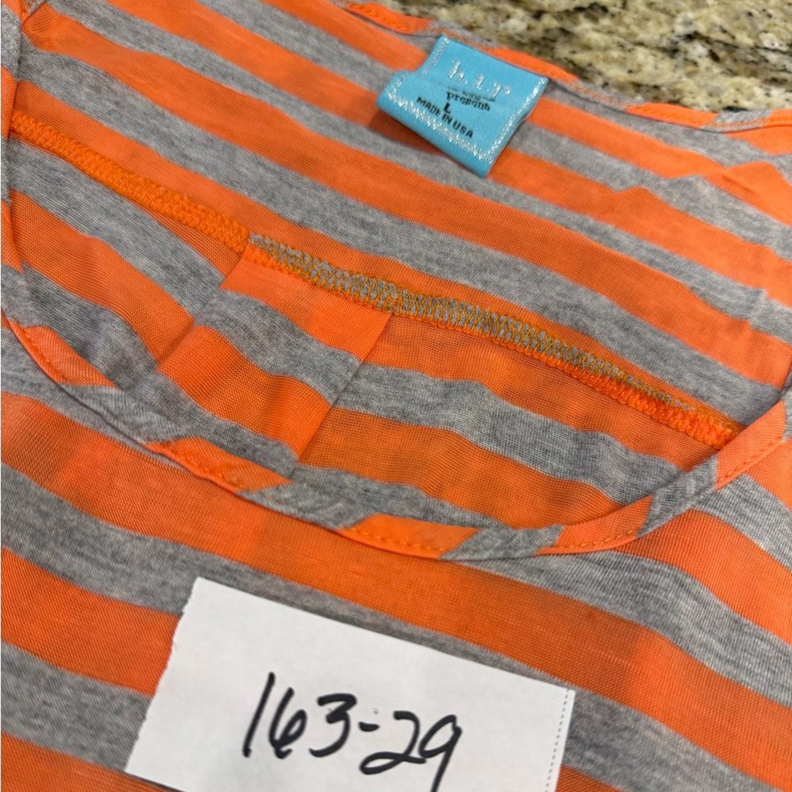 L7 Real Hip h.i.p. orange gray striped tank top scoop neck split hem LG Size L / US 10 / IT 46 - 8 Thumbnail