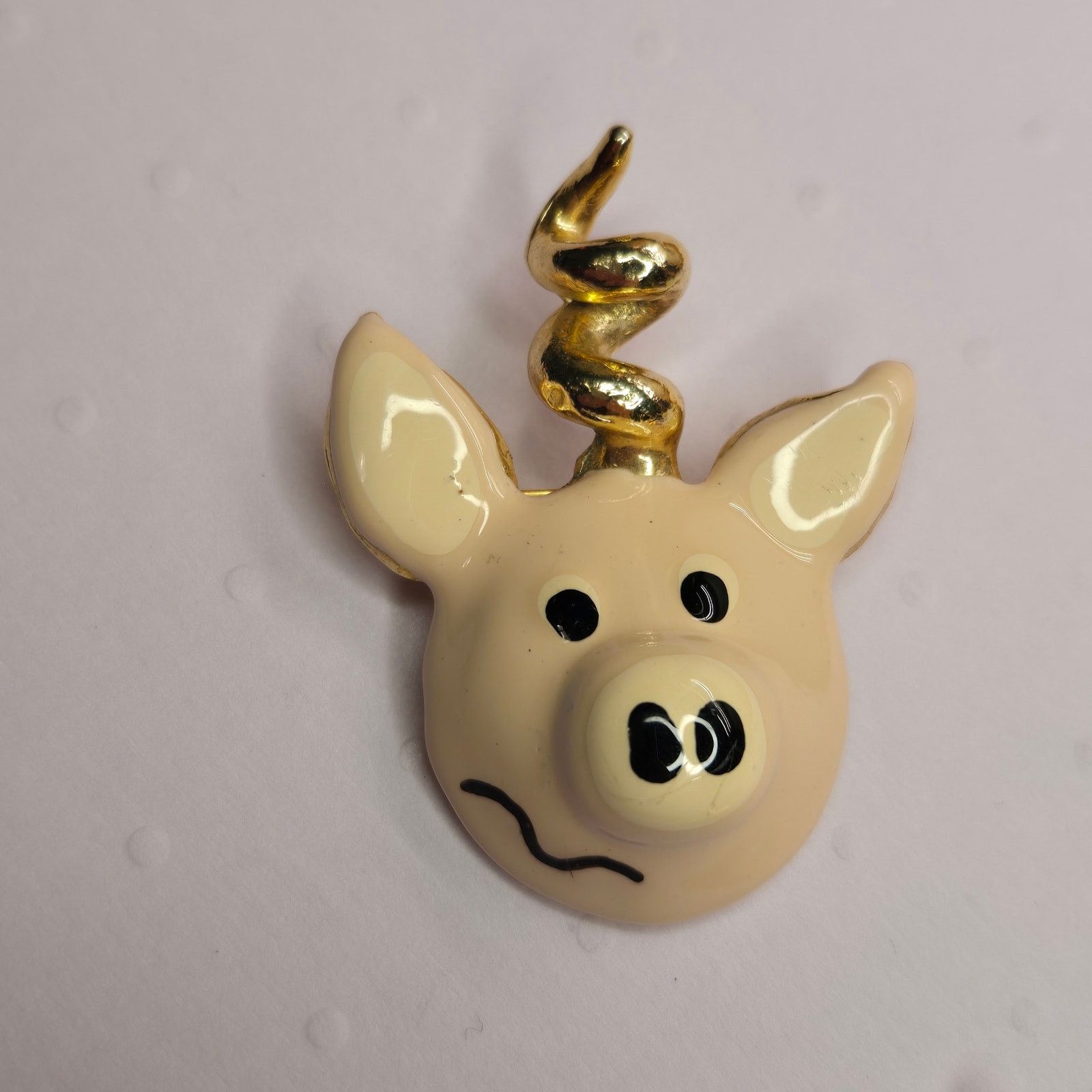 Vintage Vintage JJ Jonette & Unmarked Gold Tone Pig Brooch Whimsical Size ONE SIZE - 4 Thumbnail