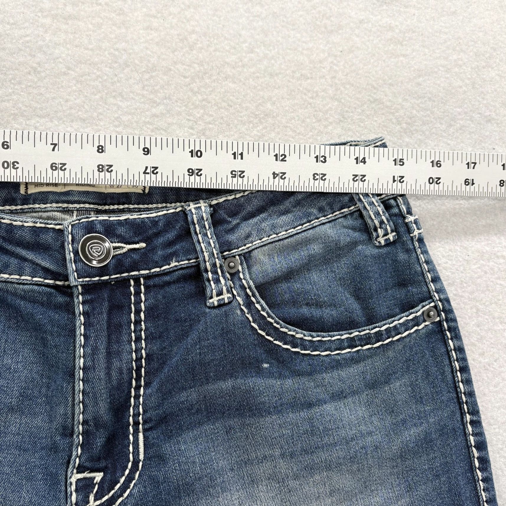 Denime Rock & Roll Denim Jeans Womens 27x30 Blue Mid Rise Bootcut Stretch 5-Pocket Embroidered Denim Riding Y2K Size 27" / US 4 / IT 40 - 7 Thumbnail