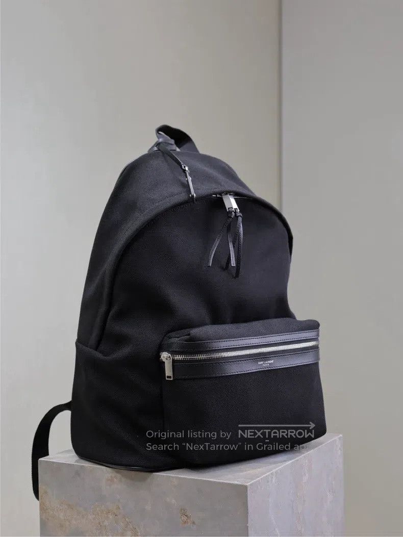 Saint Laurent Paris Saint Laurent Paris Backpack, Black Canvas with Leather Size ONE SIZE - 2 Thumbnail