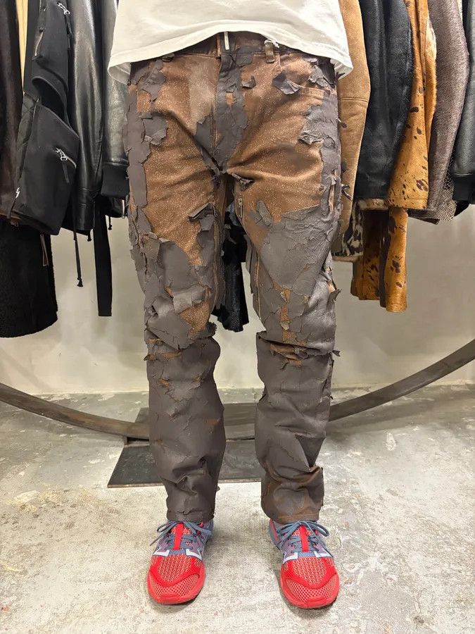 Givenchy × Vintage AW2022 Givenchy Brown Cracked Leather Utility Pants by Matthew Williams Size US 34 / EU 50 - 3 Thumbnail