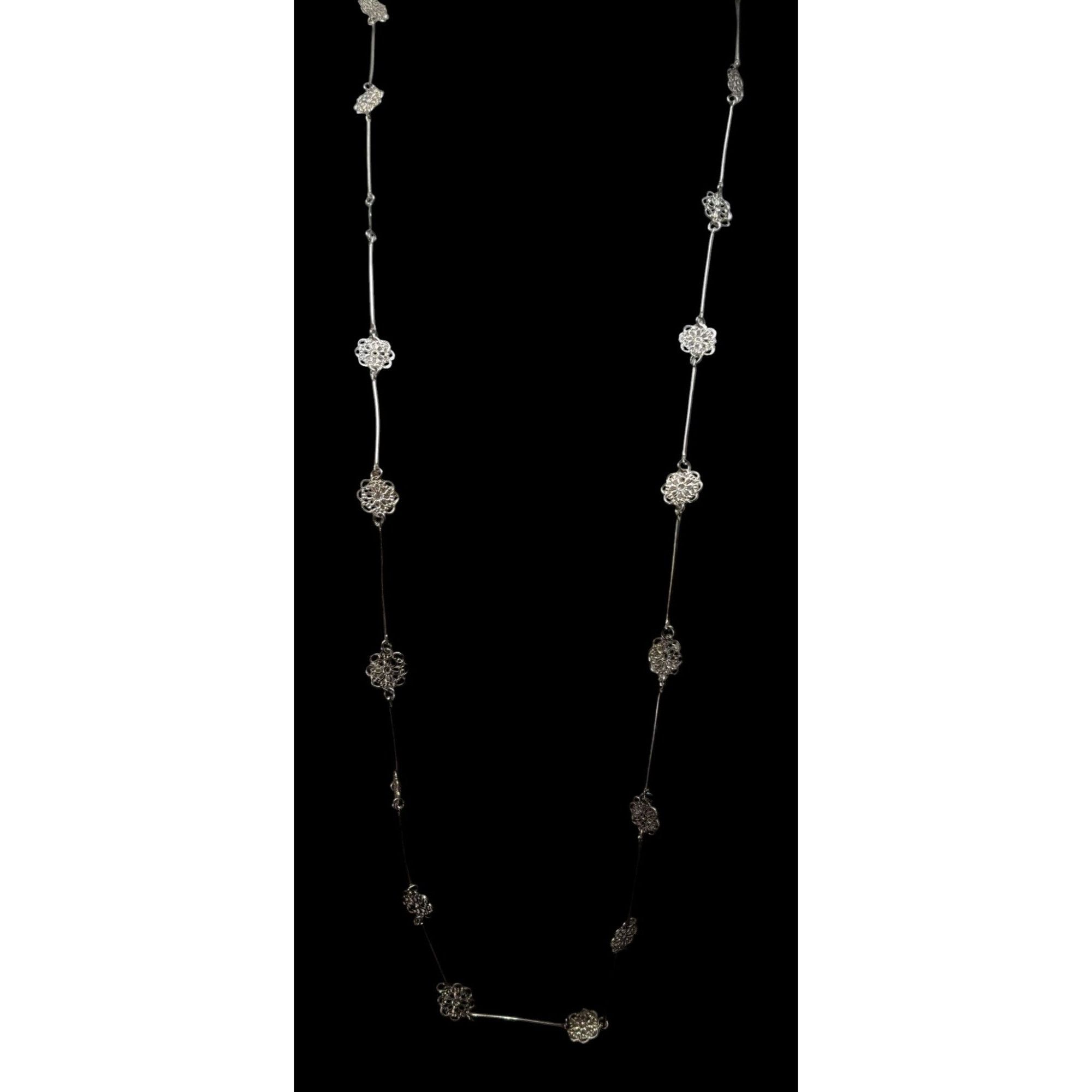 Other Silver Floral Filigree Long Station Necklace Size ONE SIZE - 2 Thumbnail