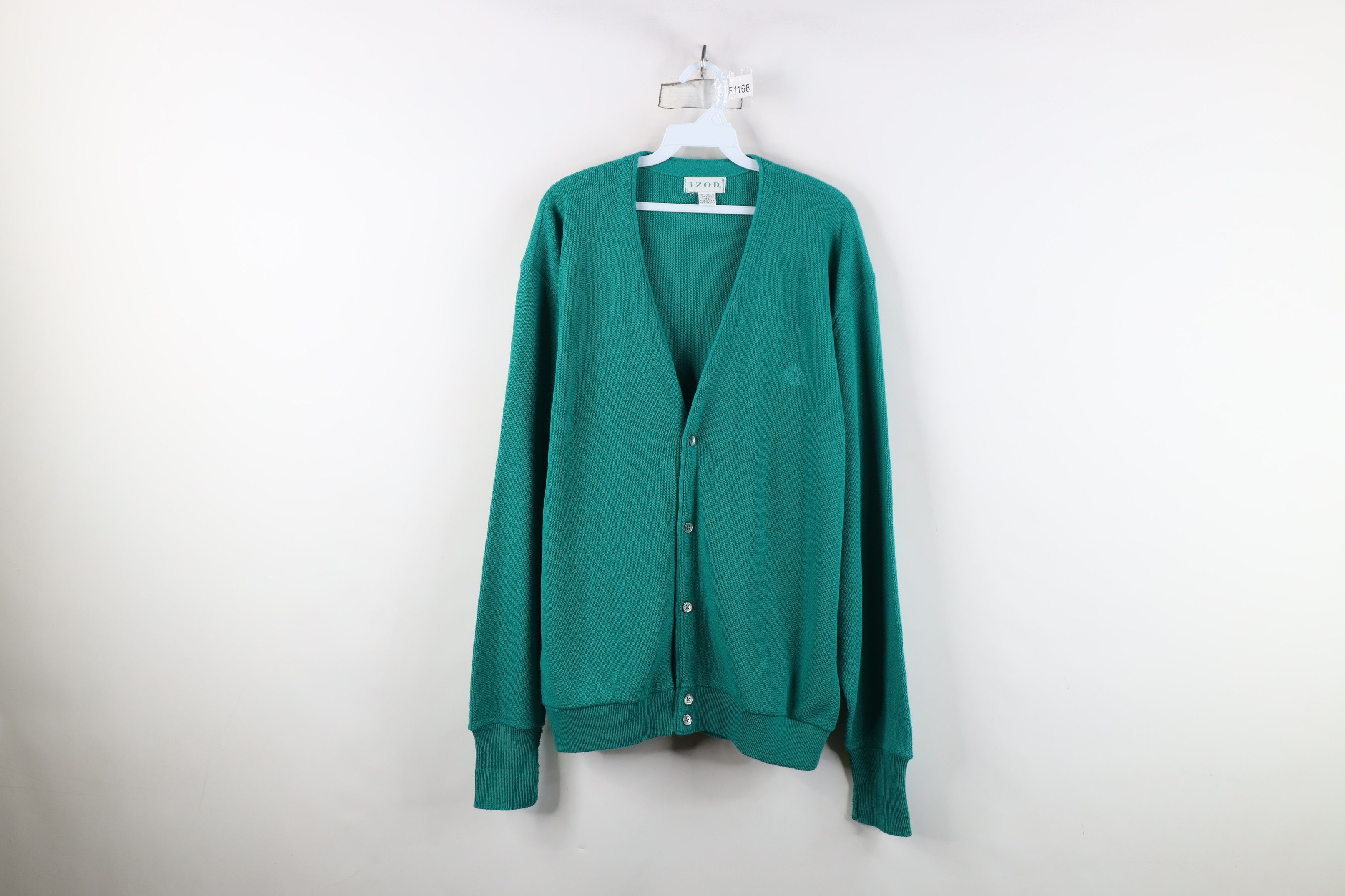 Izod Vintage 90s Izod Knit Button Cardigan Sweater Teal USA Size US XL / EU 56 / 4 - 1 Thumbnail